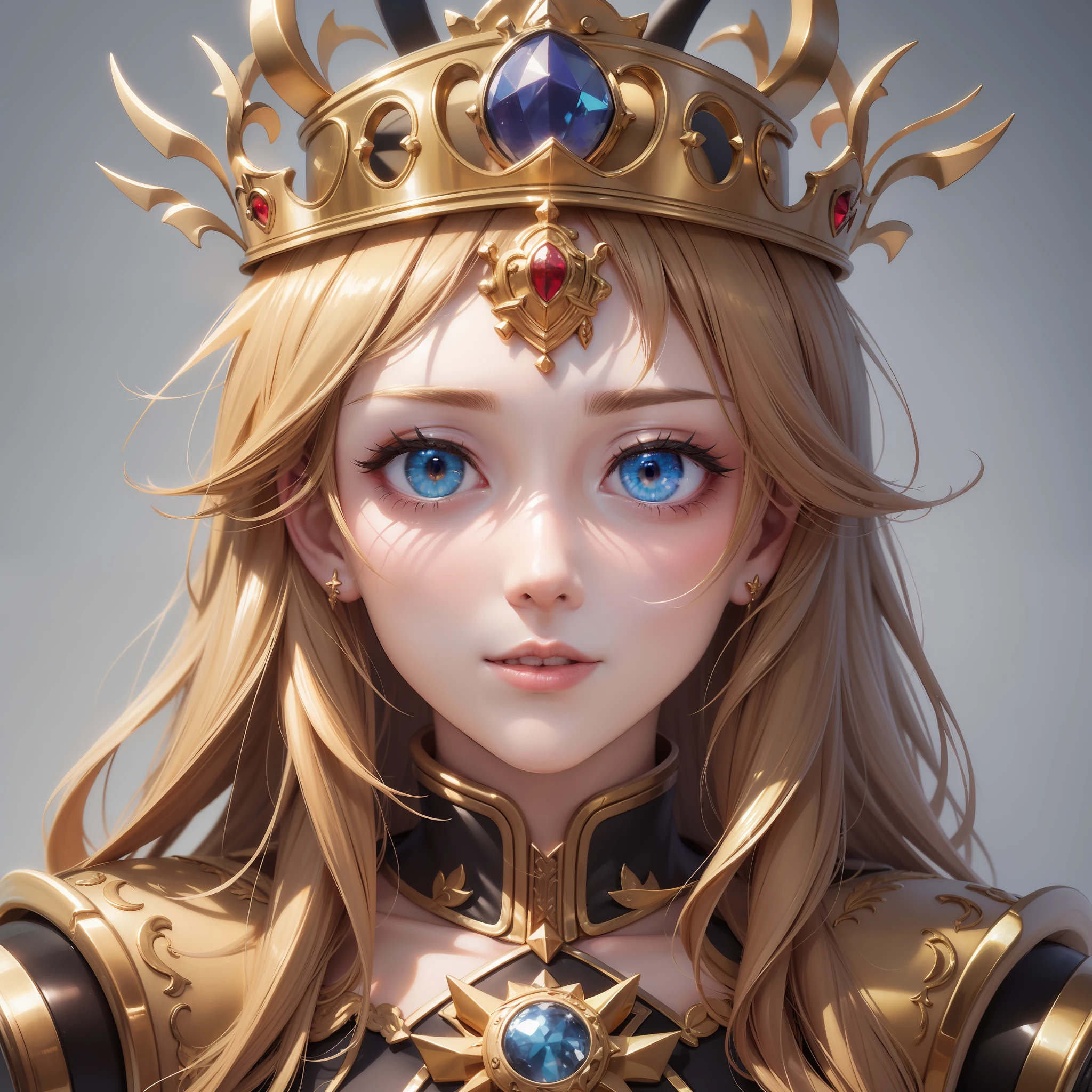 Long hair, Golden hair, Crown，Snake pupils，Best quality, Super detail, Textured skin, Indifference and contempt，royal family，solo person，nakeness