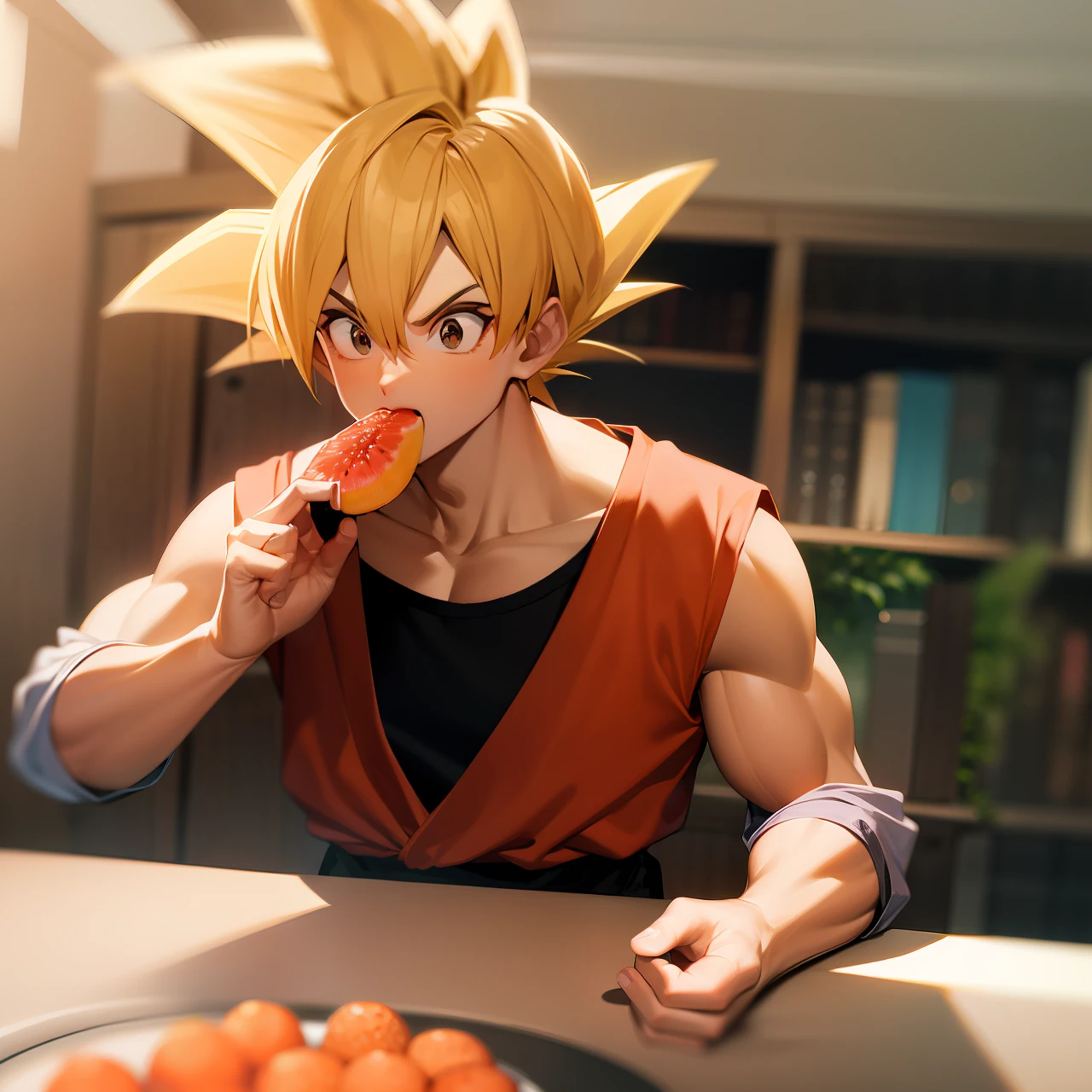 Goku who eats lychees