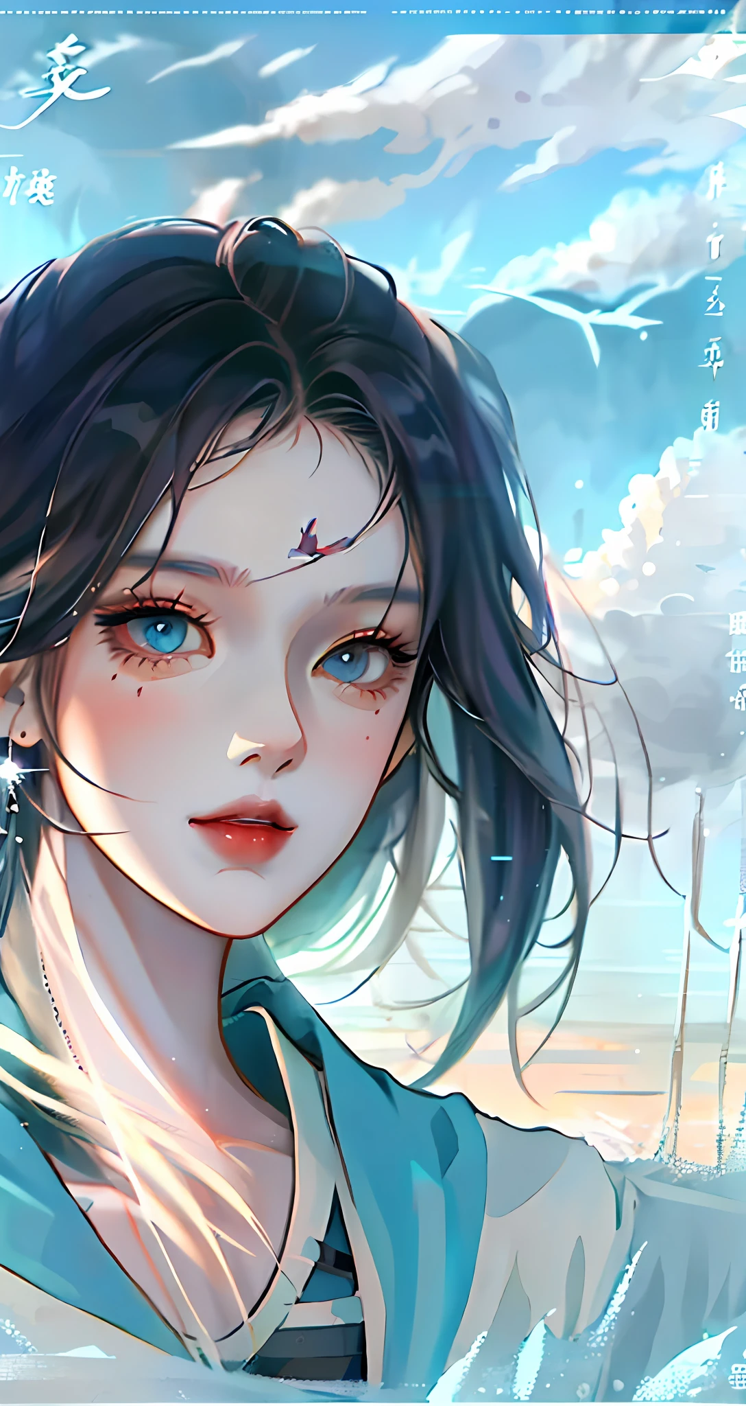 anime girl with blue eyes and a blue jacket, Stunning anime face portrait, a beautiful anime portrait, trending on cgstation, Guviz-style artwork, By Yuumei, digital anime illustration, beautiful anime style, Beautiful anime face, anime style portrait, Inspired by Ma Yuanyu, anime styled digital art, detailed portrait of an anime girl