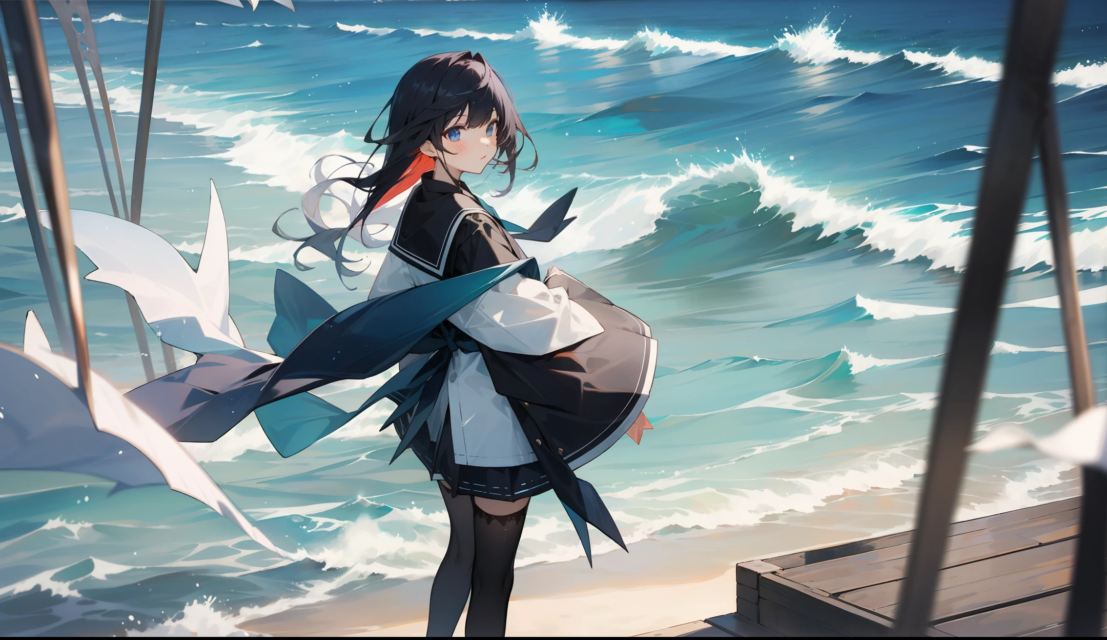 Black stockings，tmasterpiece，Beauthful，the ocean