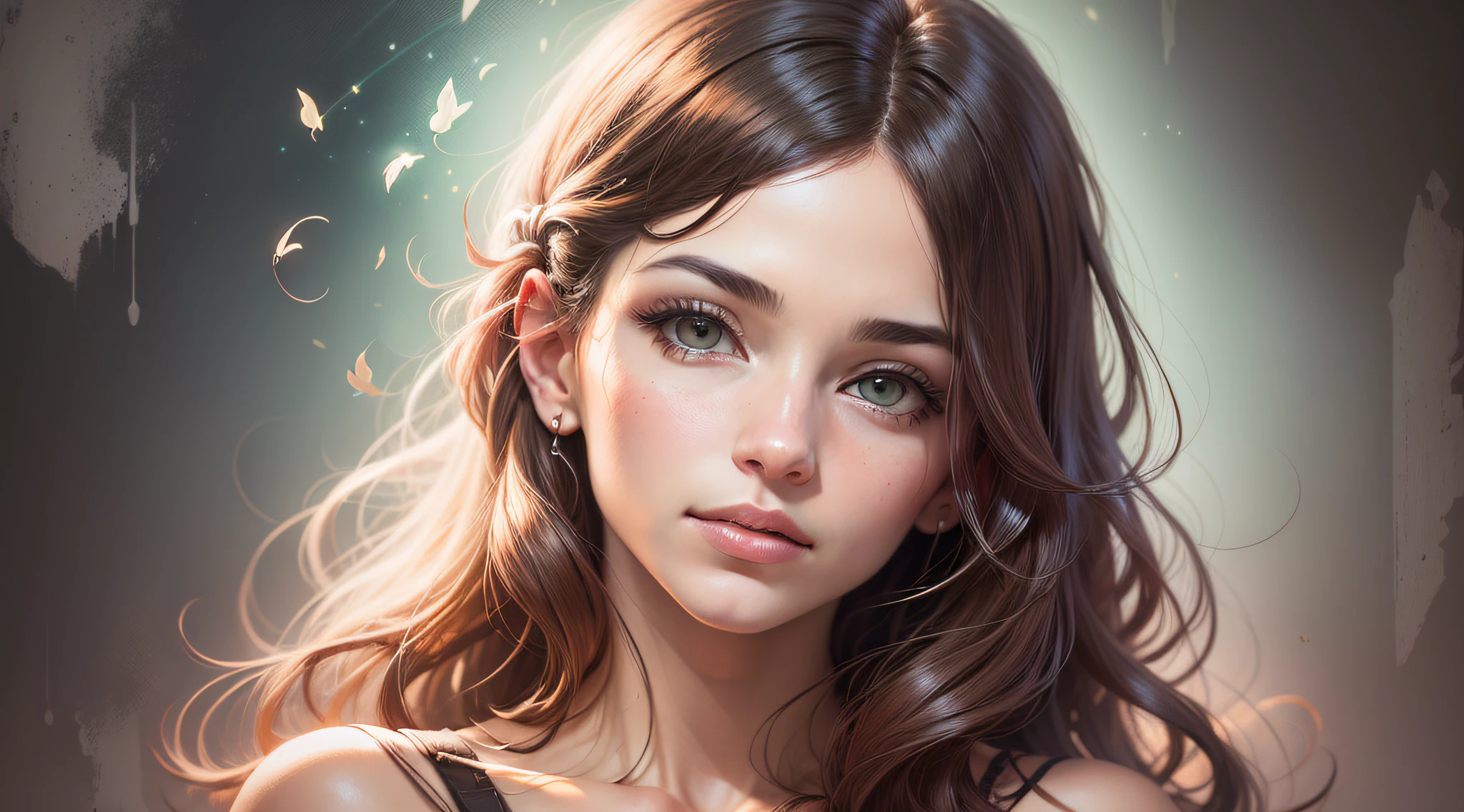 (((retrato realista))), a melhor qualidade, uma mulher com semblante sereno e raios divinos ao redor, uma bela luz divina que envolve tudo em volta.