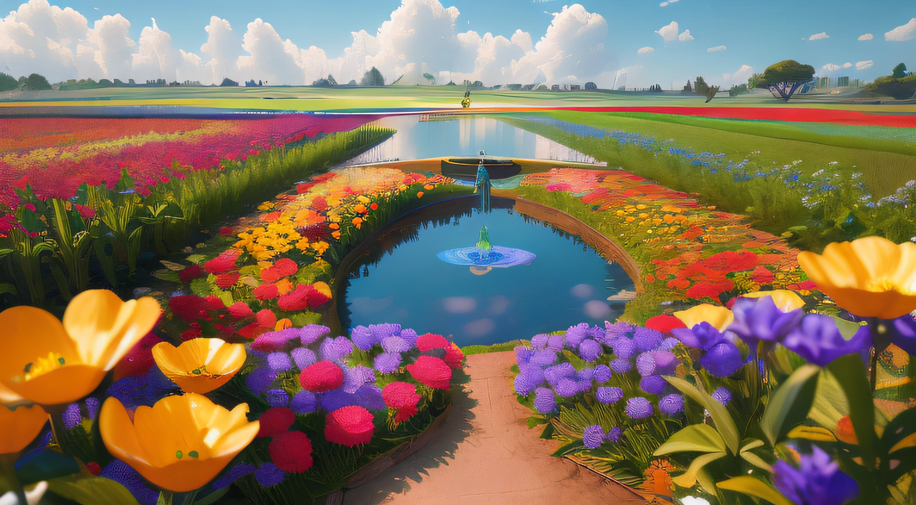 （best qarity），（tmasterpiece），（ultra detali），（hoog detail），（enormously detailed）， Nice flower field，Mobius and Charlie Bovoort，trends in art station，CGSociety，fanciful，A detailed，8k，octanerender