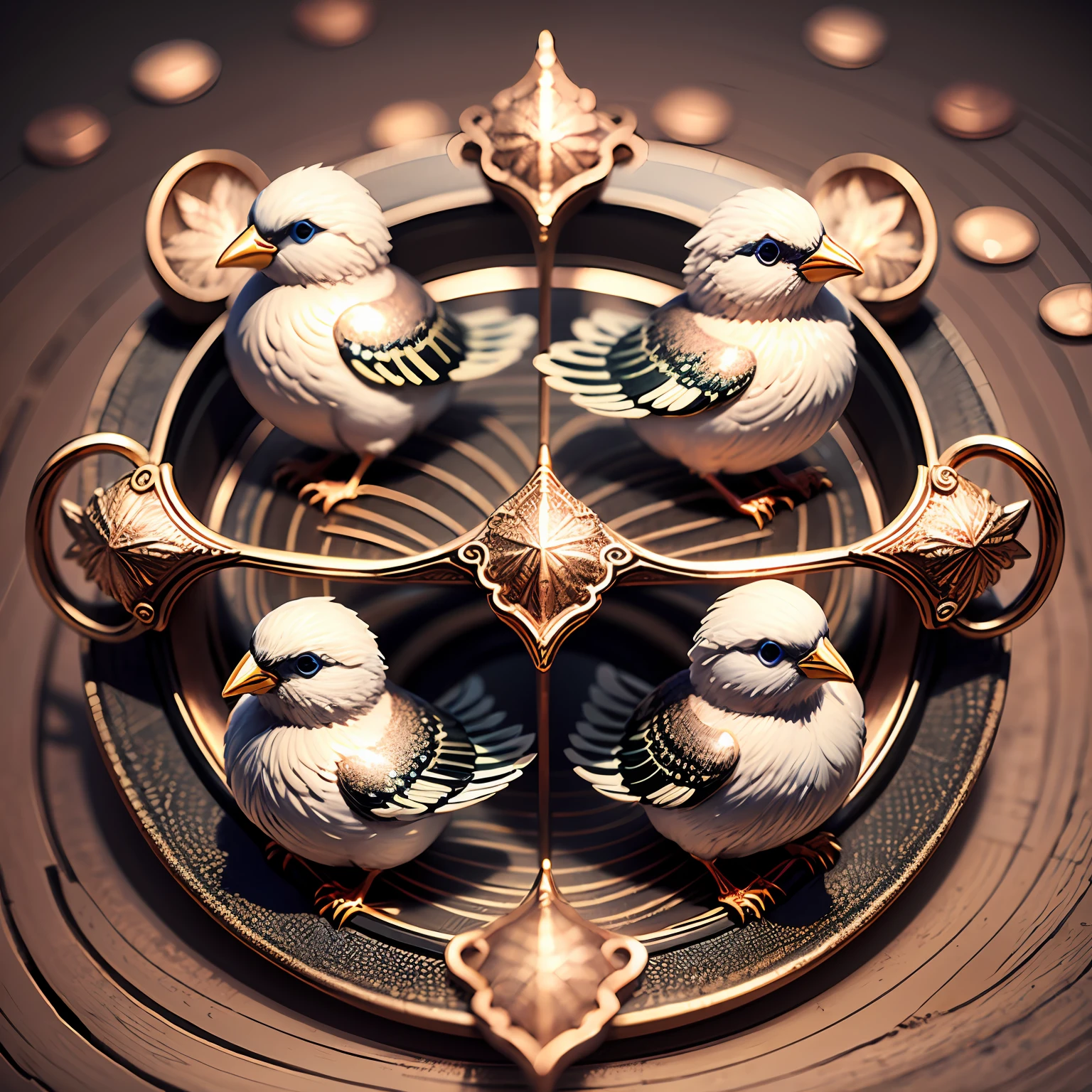 porcelain Birds, rose Gold color, Gold details --auto --s2