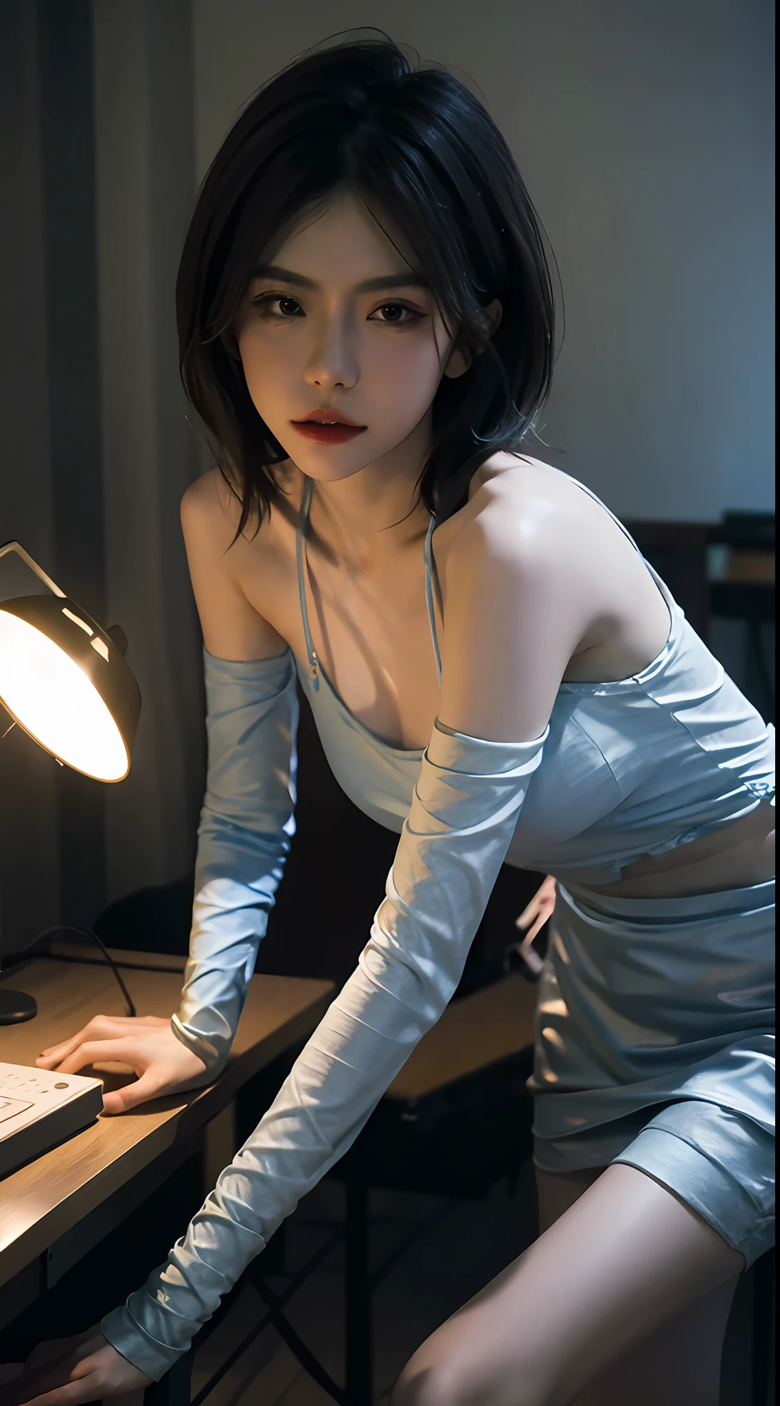 ((best qarity)), ((tmasterpiece)), (A detailed:1.4), 3D, Beautiful images of cyberpunk women, hdr(HighDynamicRange),Ray traching,NVIDIA RTX,Hyper-Resolution,Unreal 5,Sub-surface scattering,PBR textures,Post-processing,Anisotropic filtering,depth of fields,Maximum clarity and sharpness,Many-Layer Textures,Albedo e mapas Speculares,Surface coloring,Accurate simulation of light-material interactions,perfectly proportioned,rendering by octane,twotonelighting,Wide aperture,Low ISO,White balance,trichotomy,8K raw data,tmasterpiece,best qarity,(8k very detailed CG unit wallpaper)(best qarity),(Most Best Illustration),(Best shadow)(:1. 6),short shoulder length hair,Royal sister,Slightly fat,good body,eye glass,blanche,lovly,Playful,gentleness