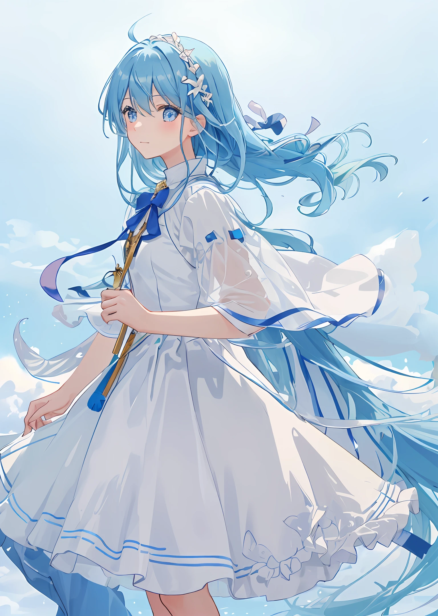"I expect the light of reason to shine on the earth
I hope to see what I want
I hope that holy songs will spread throughout the world
I hope that the land I stand on will be full of happiness
I hope that someone will come with me at the end
It's a pity that I only have expectations," said the blue-haired girl