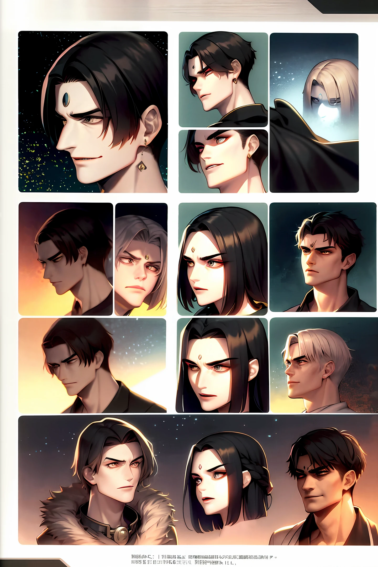 with short black hair,Sword-eyed stars,Deep eyes,skin fair,The bridge of the nose is high,thin lips,Temperament is cold,male people