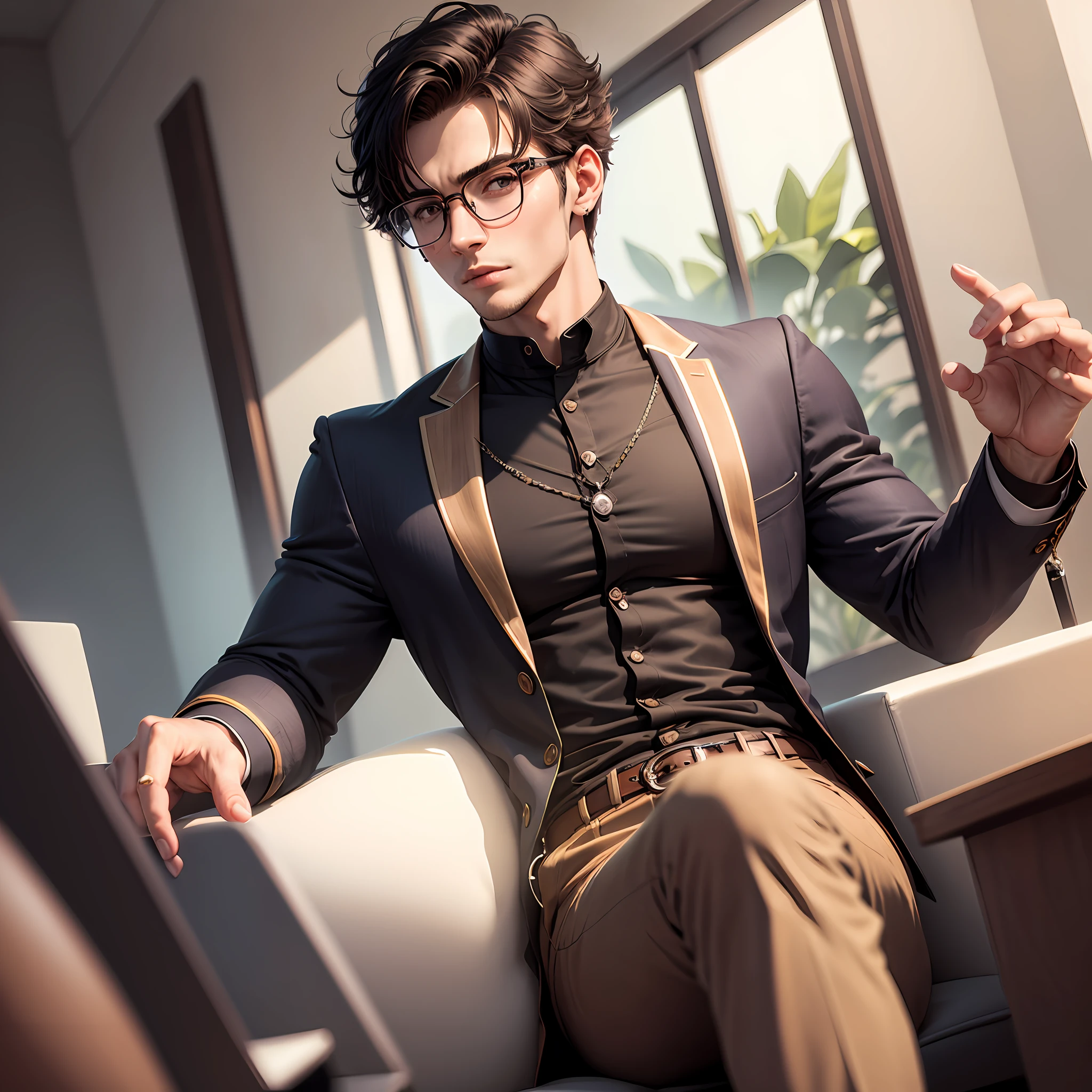 Handsome young male，circle shaped glasses --auto