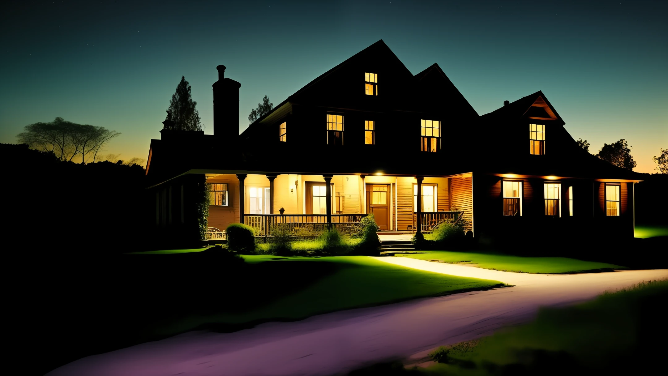 night time view,rustic,Old house