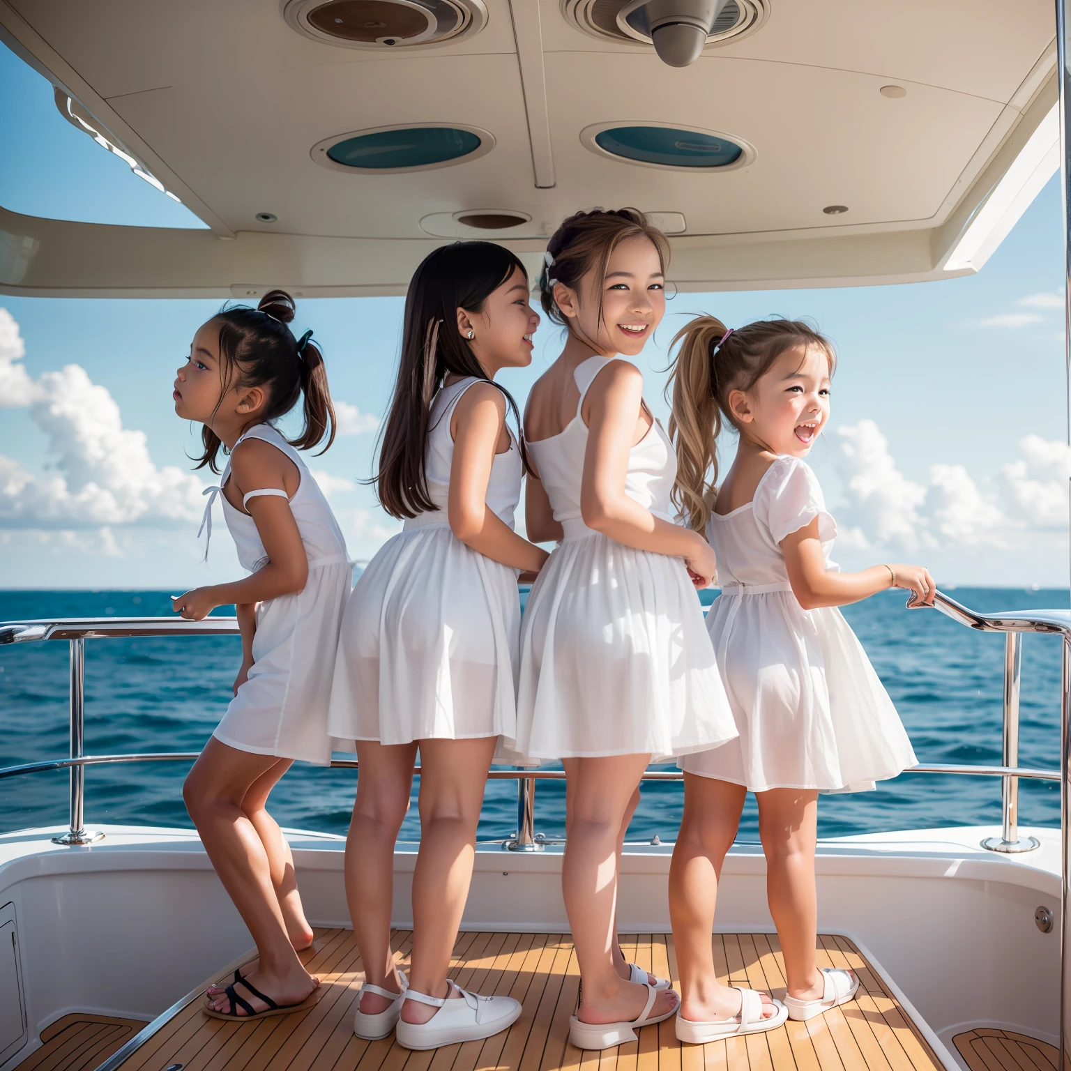 On a super-large cruise ship，Five delicate cute little girls with upturned asses，junior school student，Cooking in the yacht