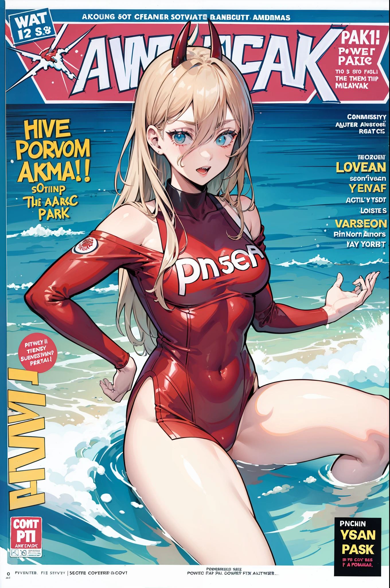 Power，Fleshy thighs，Comic cover style，Comic title，lovly，Ocean park，Simetall