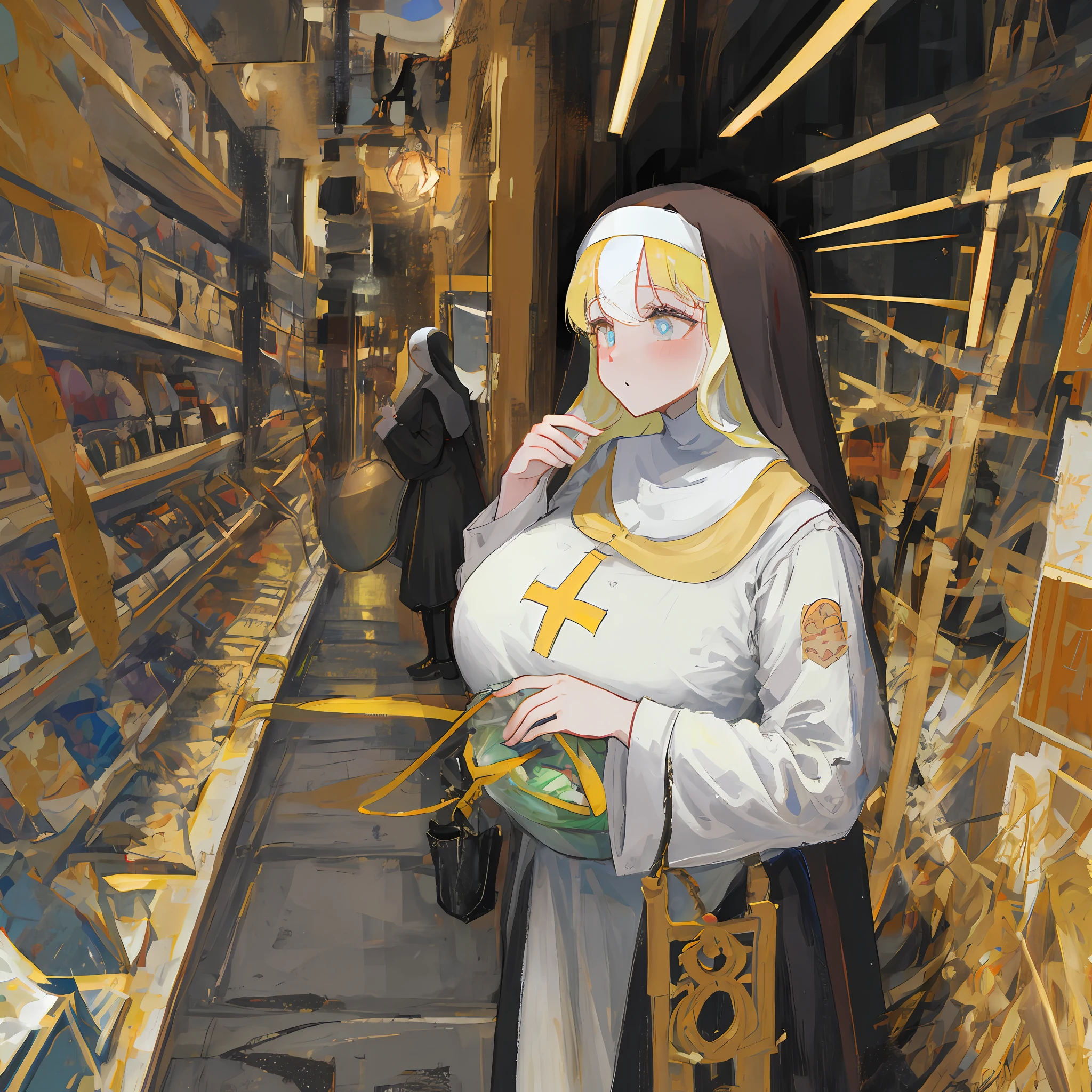 blone hair,lewd nun,Beth,largeeyes,Slightly fat,White skin,Need