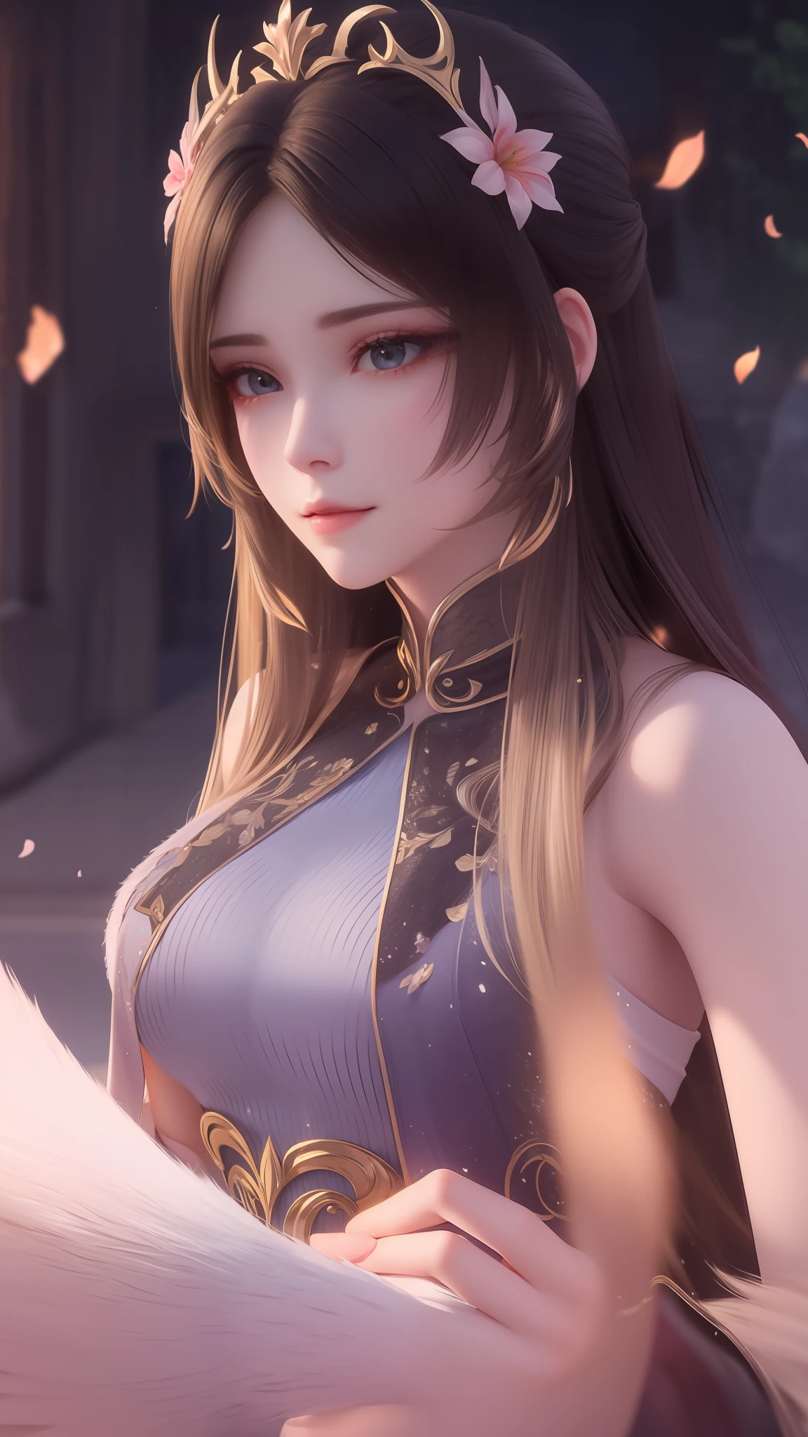 tmasterpiece, Highest image quality, extreme hight detail, HD 8K wallpaper, Flowing and light, Beautiful round skirt, Natural movement control, The eyes are shining, Refined face, Outstanding attention to detail.