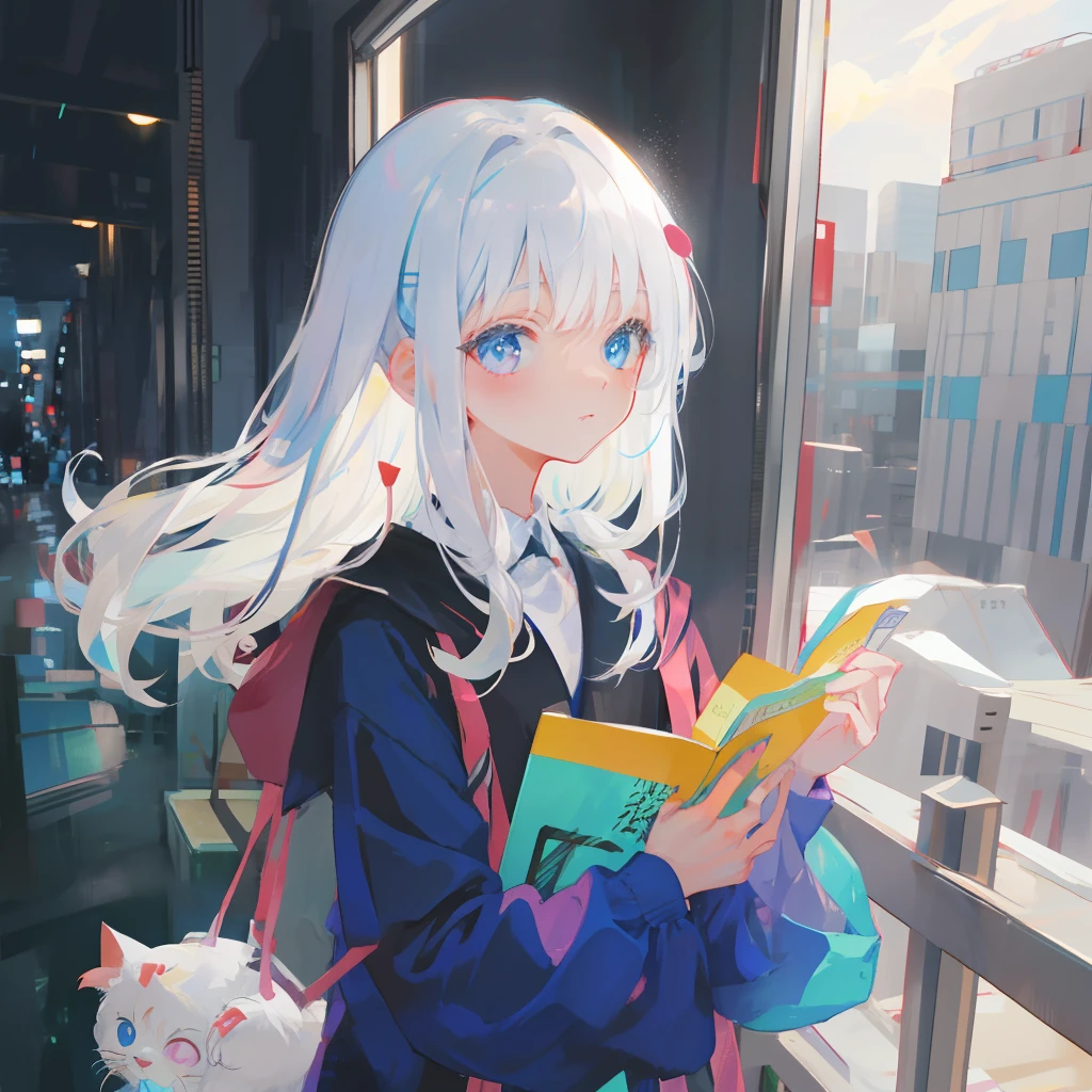 Anime style white-haired girl