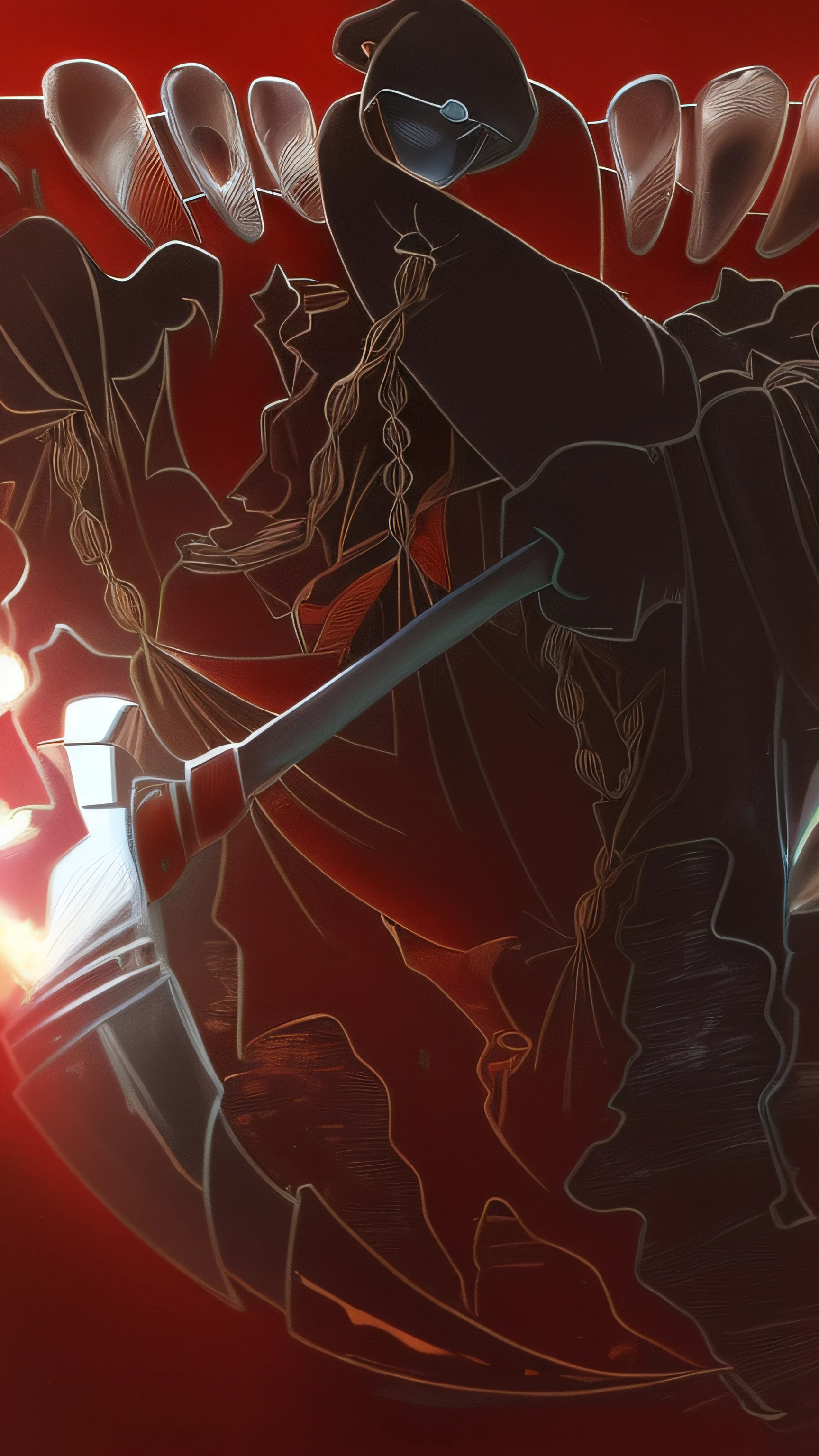 there is a man in a costume holding a sword in a forest, pintado como uma arte conceitual de jogo, arte de fantasia digital 3d detalhada, manto texturizado de tecido antigo medieval, Vencedor do concurso Polycount, arte conceitual estilizada, arte conceitual sombria, arte conceitual acabada, Vencedor do concurso Artstation, cavaleiro morto-vivo, arte conceitual arcana, Epic Fantasy Digital Art Style, representation of Death, foice reluzente, 3D-rendering, Raytraced, ray-traced, Fulgurar, Bokeh, NVIDIA