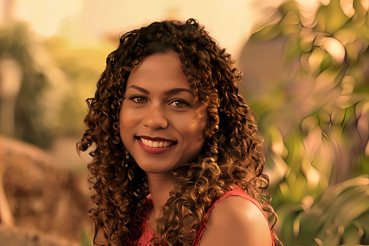 mulher sorridente com cabelo cacheado e vestido vermelho posando para uma foto, foto de uma mulher negra, Alana Fletcher, Malika Favre, Miranda Meeks, Mami Wata, Directed by: Lily Delissa Joseph, Liana, lindamente iluminado, Aida Muluneh, by Almada Negreiros, Beautiful, Directed by: Meredith Dillman, Directed by: Lena Alexander, Amanda Clarke