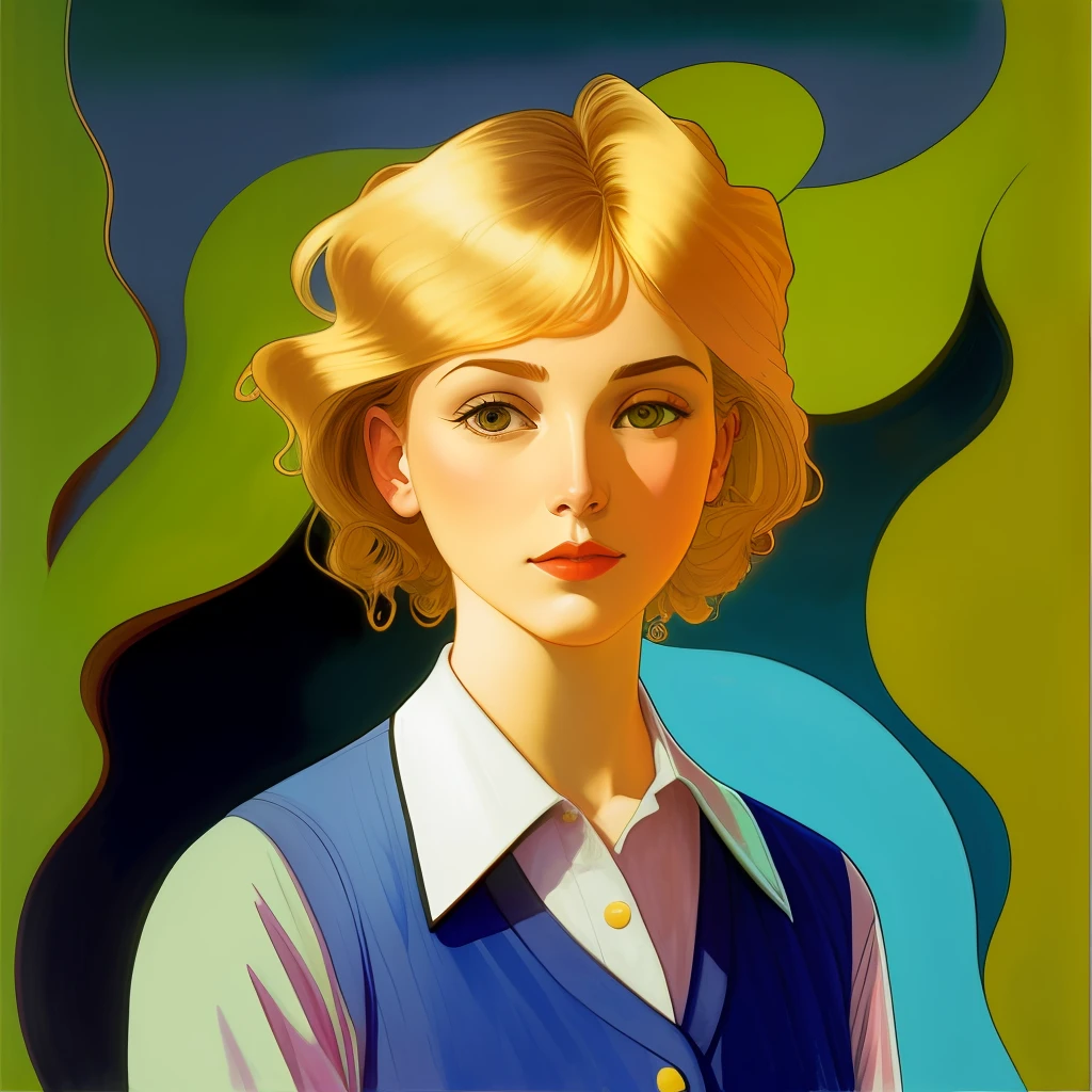 Surrealist portraits of women by David Hockney and Alphonse Mucha，Fantasyart，photographrealistic，Sexual characteristics