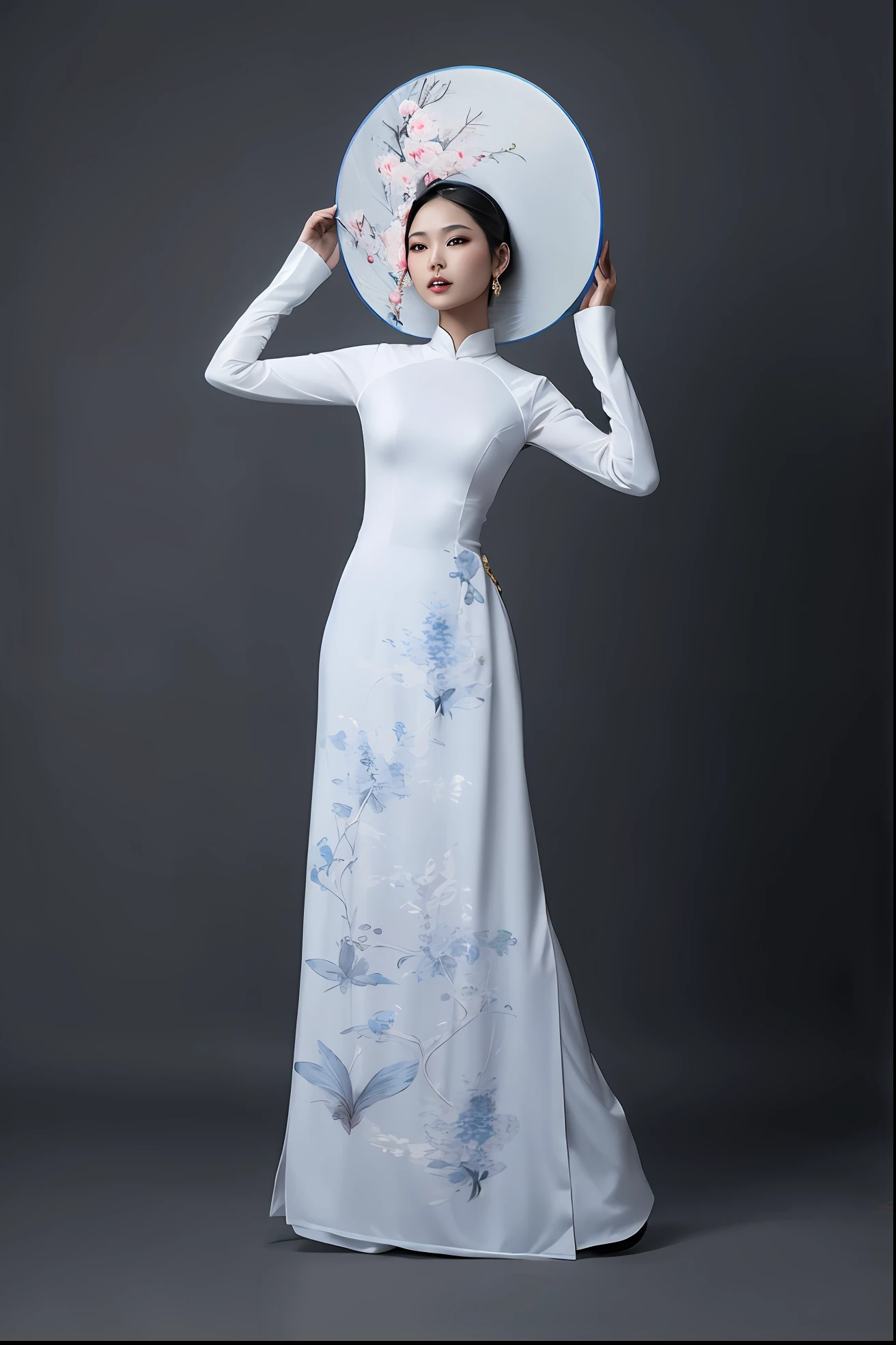arafed asian woman in traditional dress holding a fan, traditional Vietnamese clothing, wearing ancient Vietnamese clothes, palace , Vietnamese empress, wearing ornate silk clothes, with acient Vietnamese clothes, Vietnamese costume, ao dai, long dress, ancient Vietnamese princess, 16k, HDR