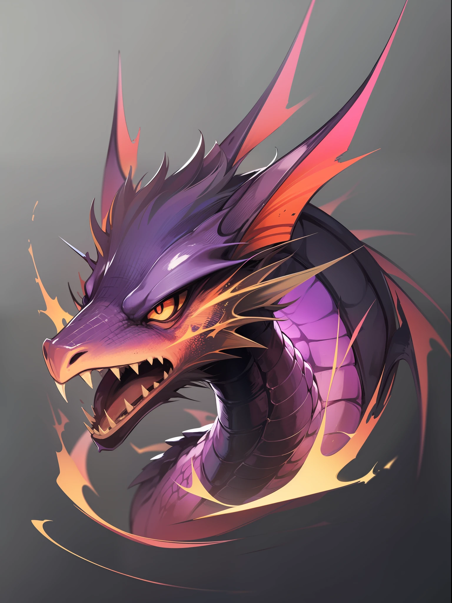 solid black background，An icon logo，The icon is purple，It is a dragon shape，No rules，A more ostentatious logo，