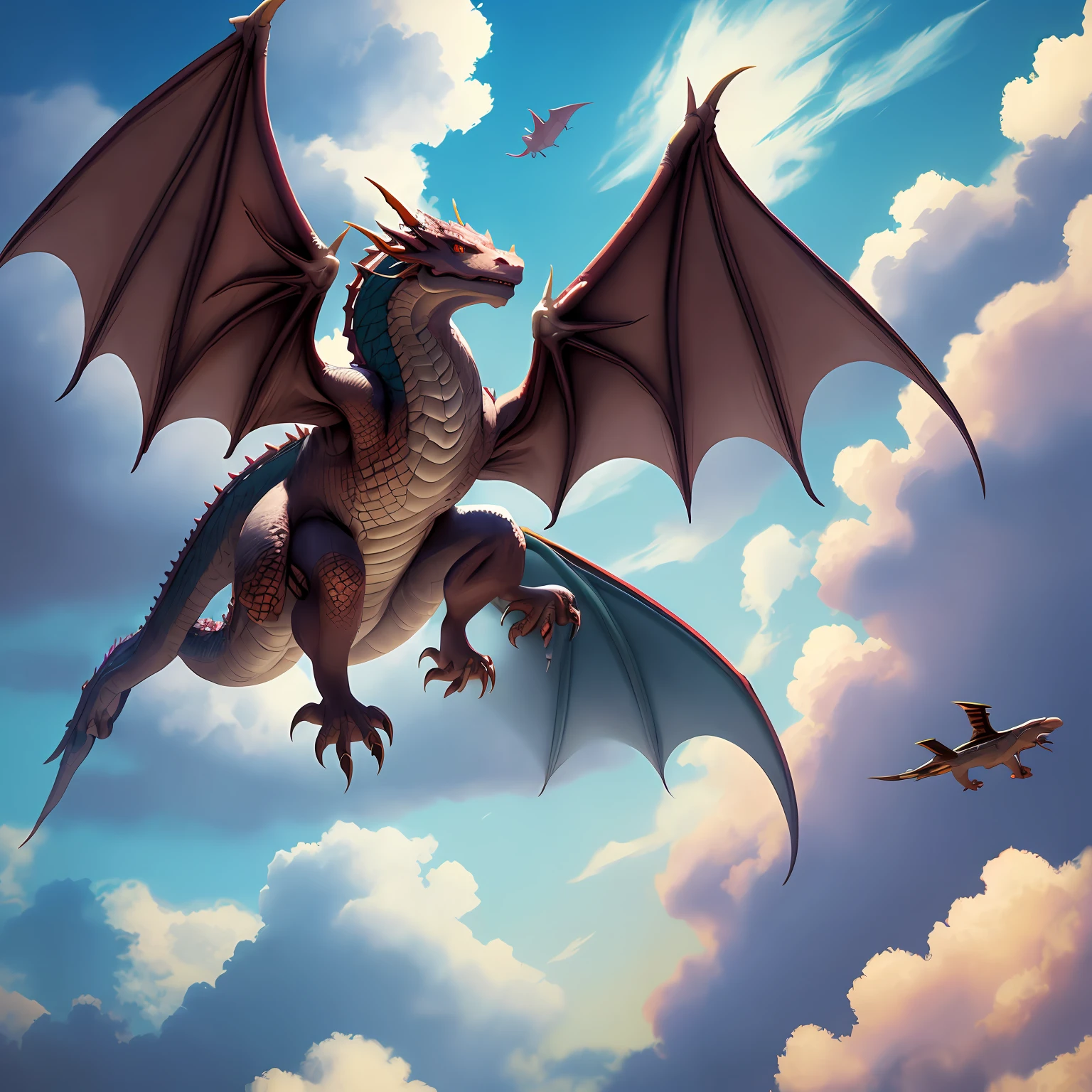 a dragon,Fly freely in the sky。 --auto