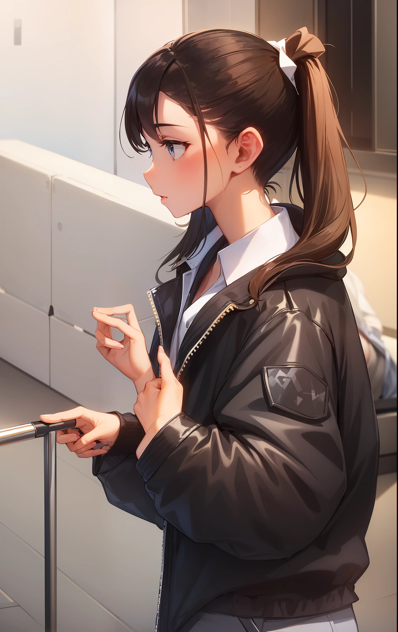 A girl with a double ponytail