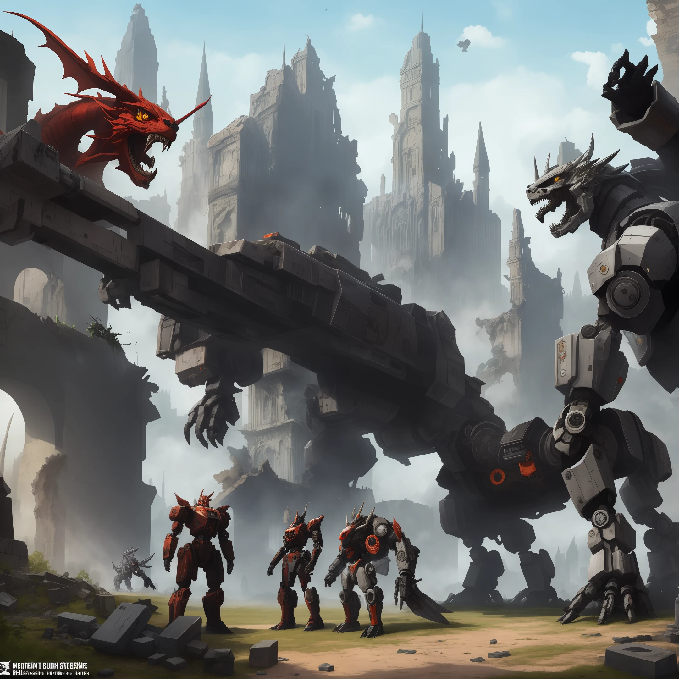 mechs,Ruined city,Sateen,manticore