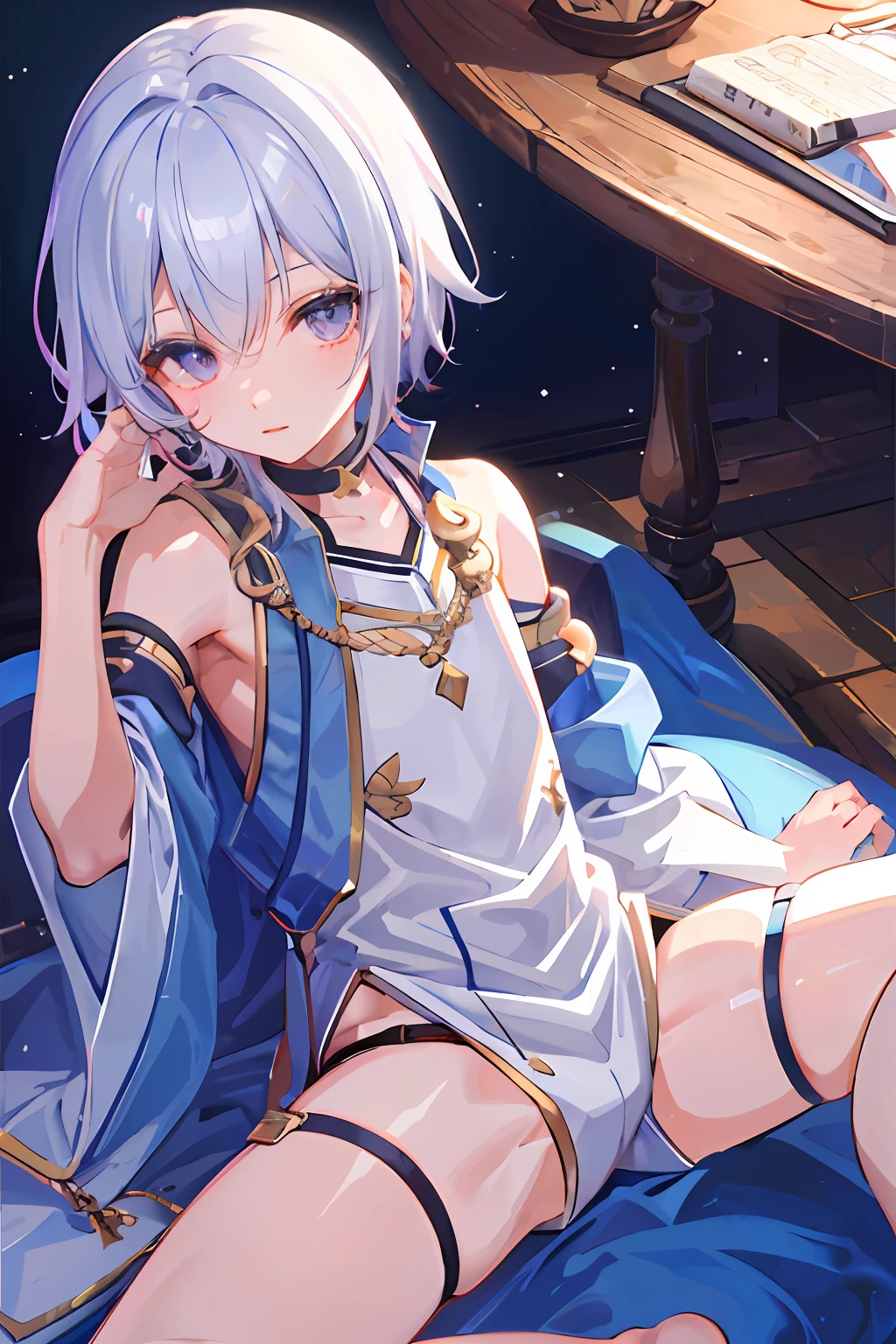 Genshin fandom The details of the work are delicate, the characters are sweet, and Liyue Port is a person to enjoy the moon to have a sense of situation, and do not wear clothes and naked