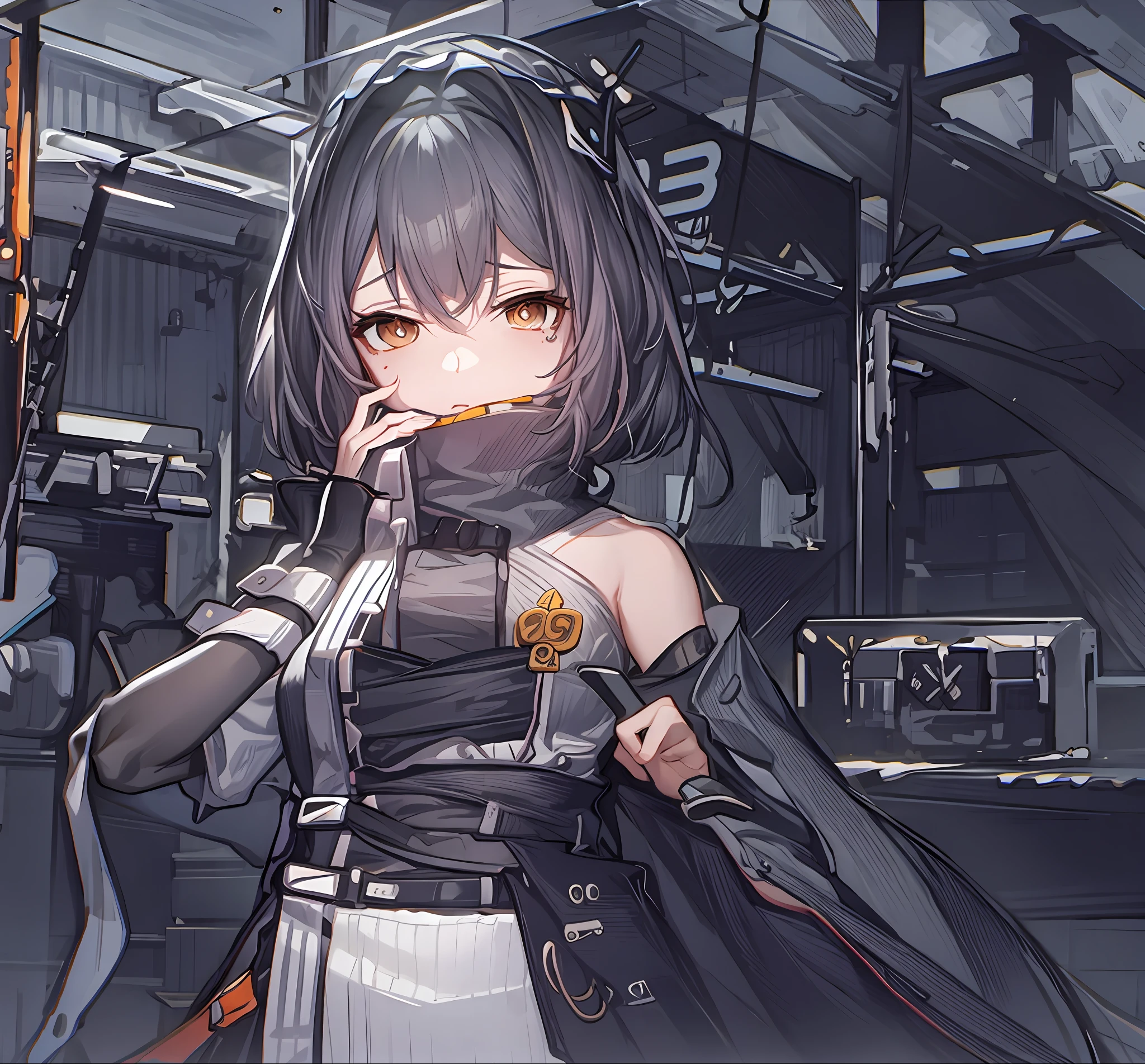 anime girl with white hair and red cape holding a gun, A scene from the《azur lane》videogame, azur lane style, girls frontline style, girls frontline universe, from girls frontline, From Arknights, m4 sopmod ii girls frontline, Kantai collection style, Katana Zero video game character, Fine details. Girl Front, Badass anime 8 K, cyborg merchant girl,wears glasses