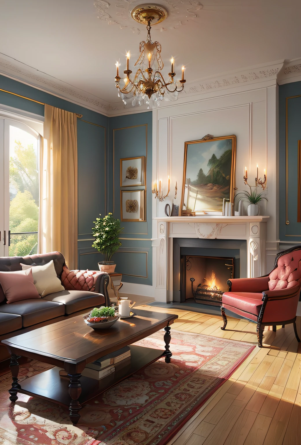 European-style living room, interior decoration details, decoration design drawing --v 6