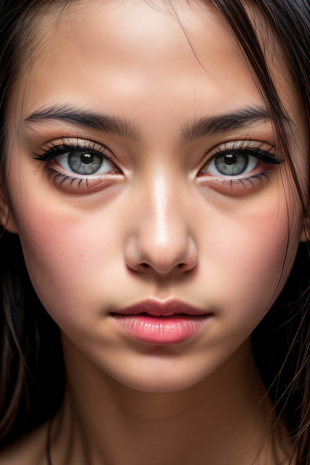 RAW Photography、The photograph、photoreallistic、8k vivid photos of women in nature、ultra hyper-detailed、small details、Dramatic light、Beautiful Eyes of Details、Detailed skin、depth of field、((facial close-up))