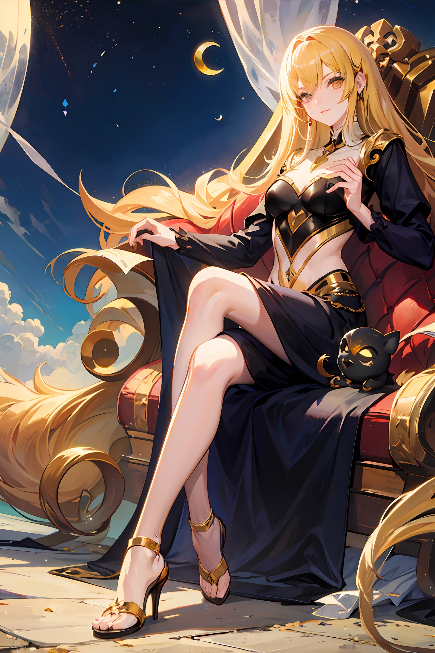Female crescent moon golden demon perfect day manga sitting position
