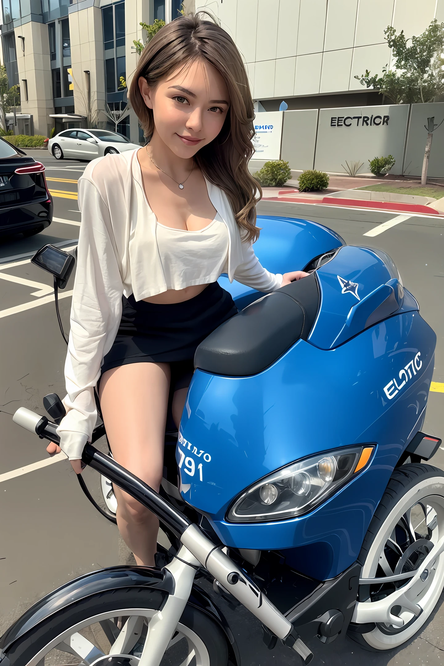 Girl riding Maverick N1S electric car