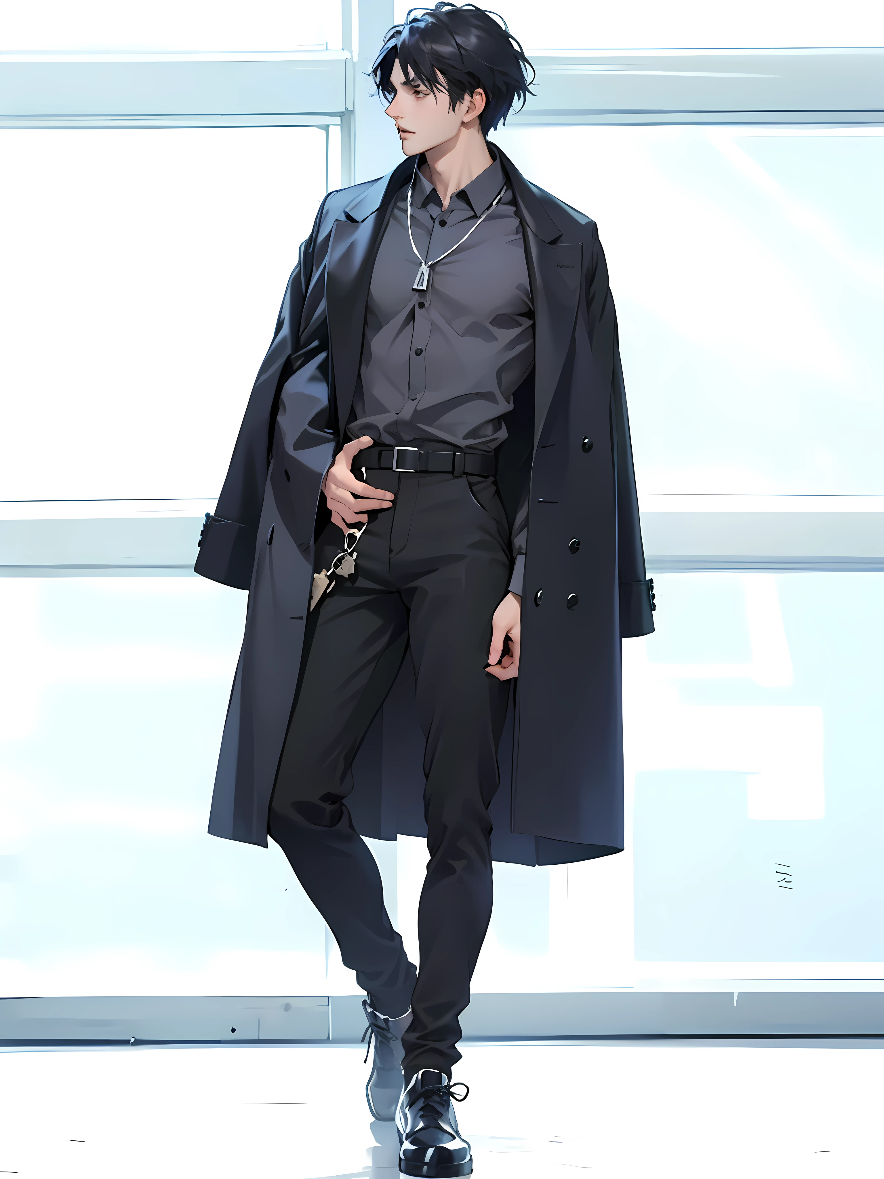 there is a man with a black shirt posing, photorealistic perfect body, :: high detail, realistic shaded perfect body, prefect body, beautiful handsome body, handsome stunning realistic, sexy body, smooth translucent white skin, lean body, south korean male, realistic body, handsome anime pose, inspired by Yanjun Cheng, beautiful, prince, demon slayer art
