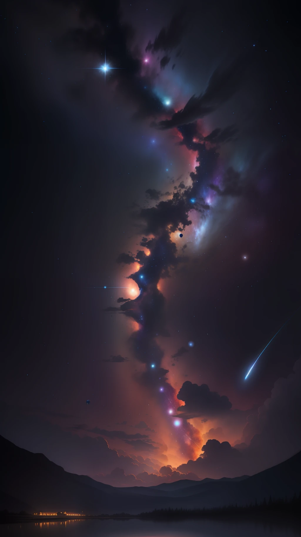 Milky Ways,Space,colorful galaxy,high resolution, high quality,dark night