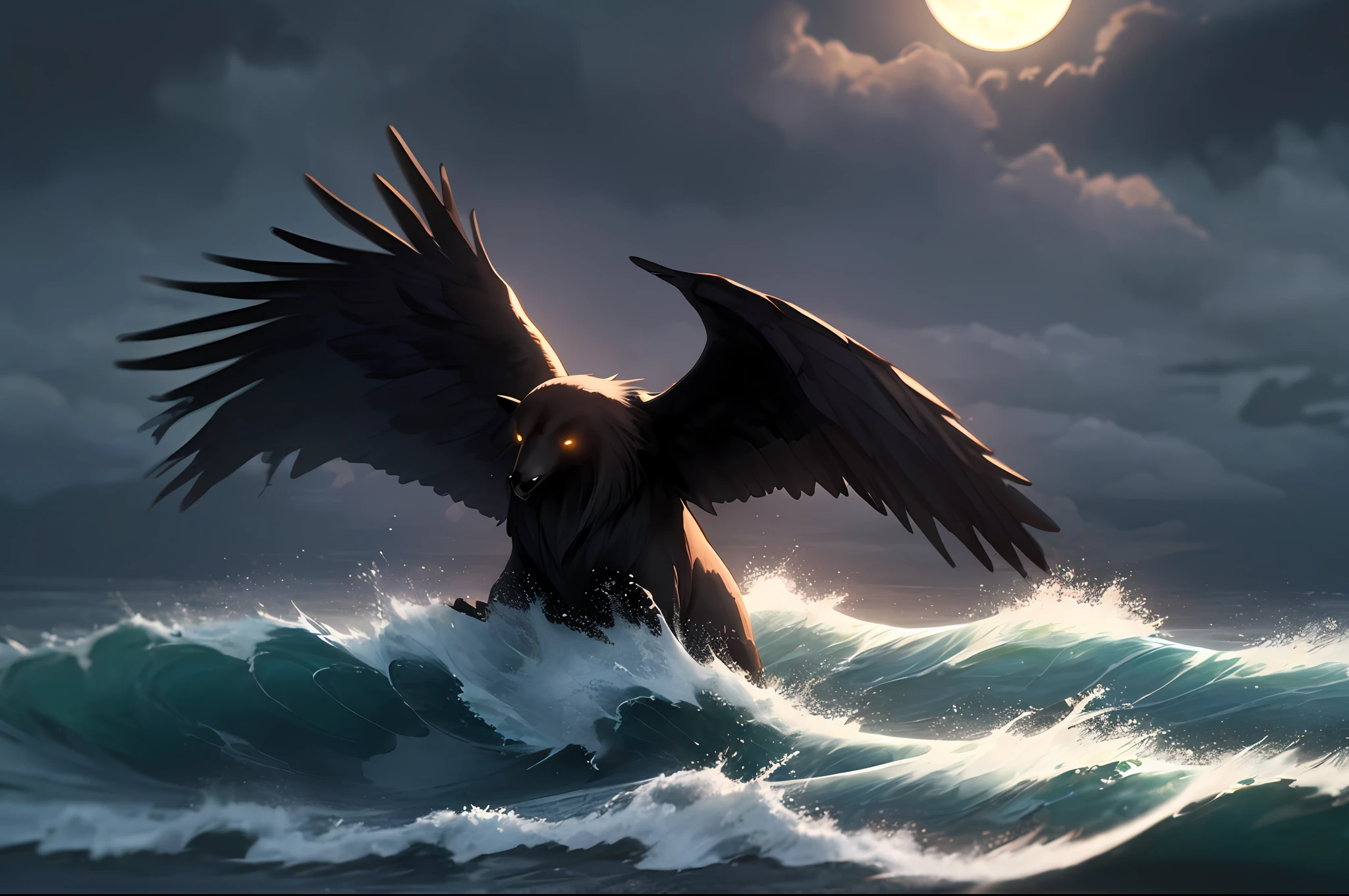 ((dark, dark atmosphere:1.4)), (masterpiece, best quality), ((scenery))), ((no humans:1.4)), dark fantasy, 16th century, (fishing village on the shore: 1.2), (wind, cloudy, dark clouds:1.3), (undersea, waves, foam:1.2), (moonlight, evening:1.4), ( motion blur), wide angle, dramatic, 16k wallpapers, anime screenshots, (absurd, highly detailed, intricate high detail: 1.4), depth of field, atmospheric perspective,