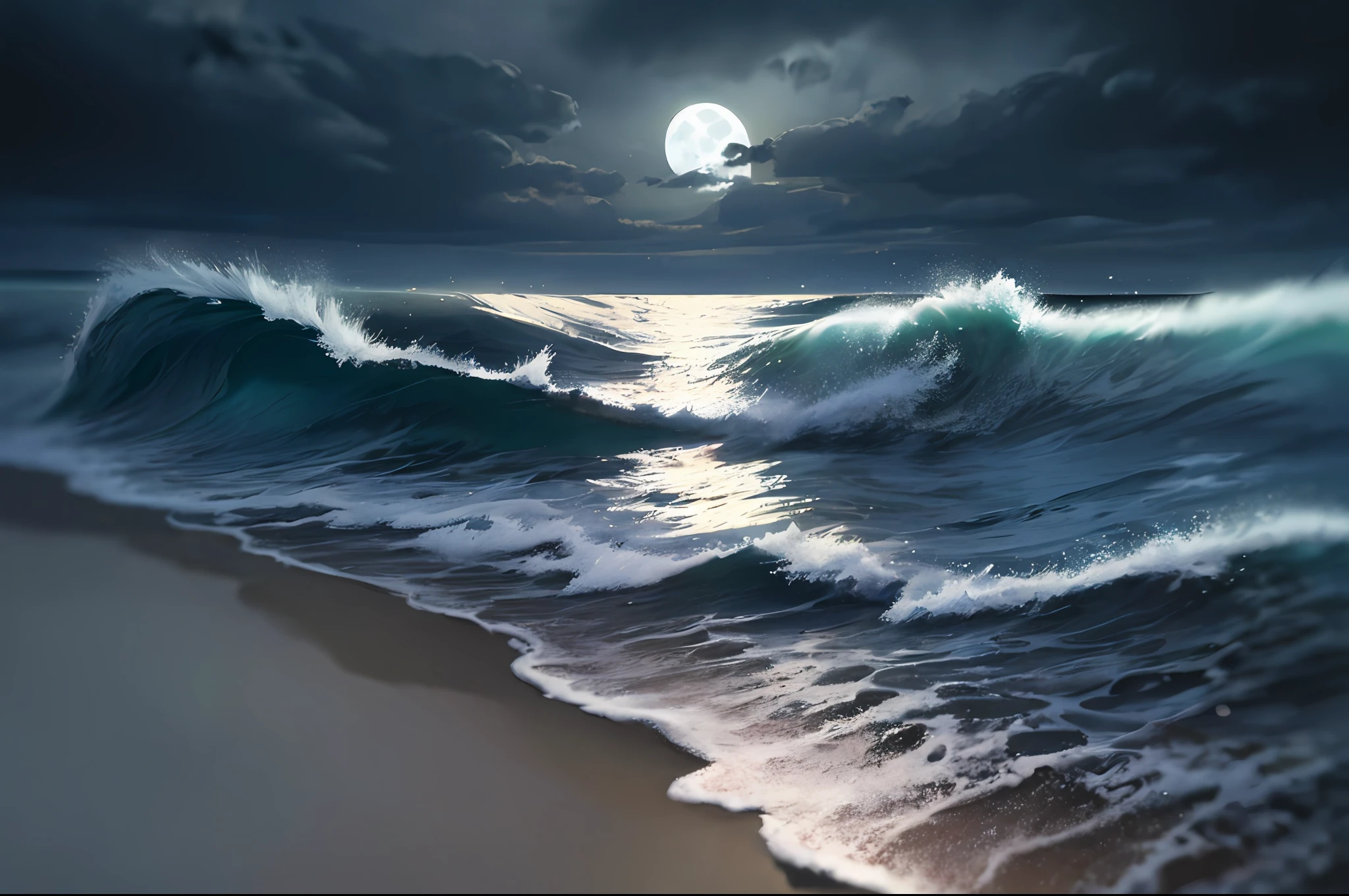 ((dark, dark atmosphere:1.4)), (masterpiece, best quality), ((scenery))), ((no humans:1.4)), dark fantasy, 16th century, (fishing village on the shore: 1.2), (wind, cloudy, dark clouds:1.3), (undersea, waves, foam:1.2), (moonlight, evening:1.4), ( motion blur), wide angle, dramatic, 16k wallpapers, anime screenshots, (absurd, highly detailed, intricate high detail: 1.4), depth of field, atmospheric perspective,