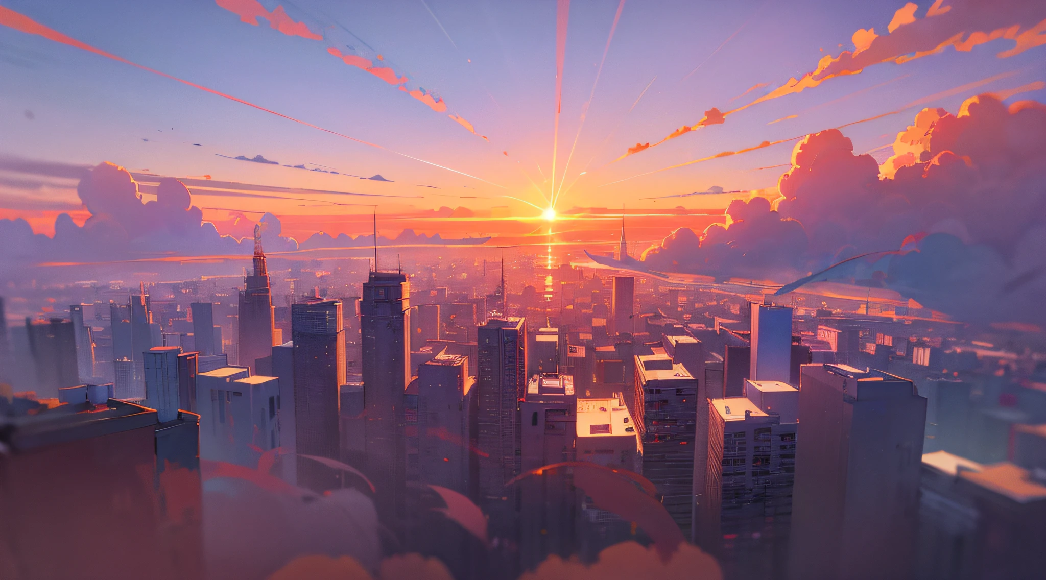 The lower part of the picture generates architectural details，The sky is printed with two words "Hao Miao"