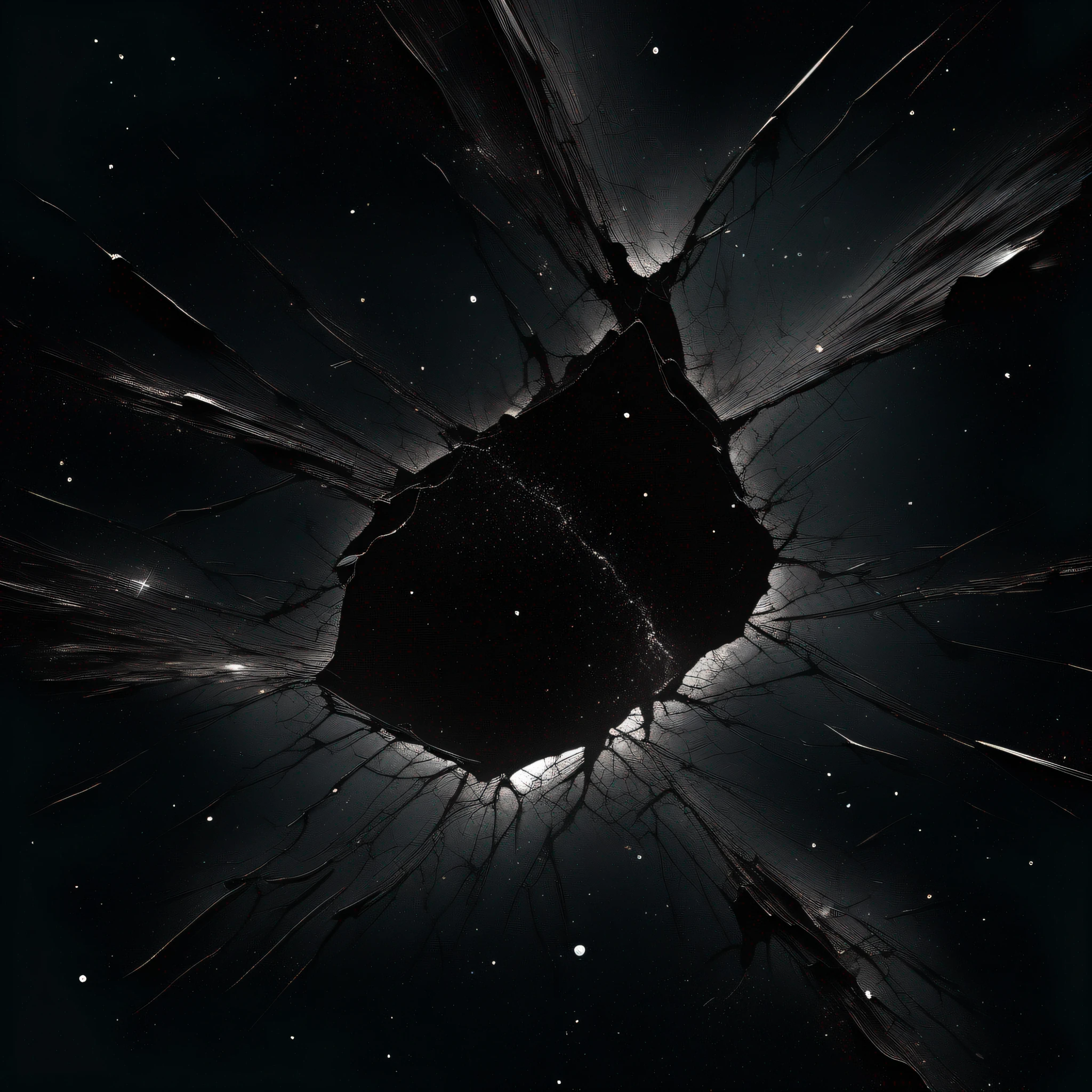 a crack in deep black space