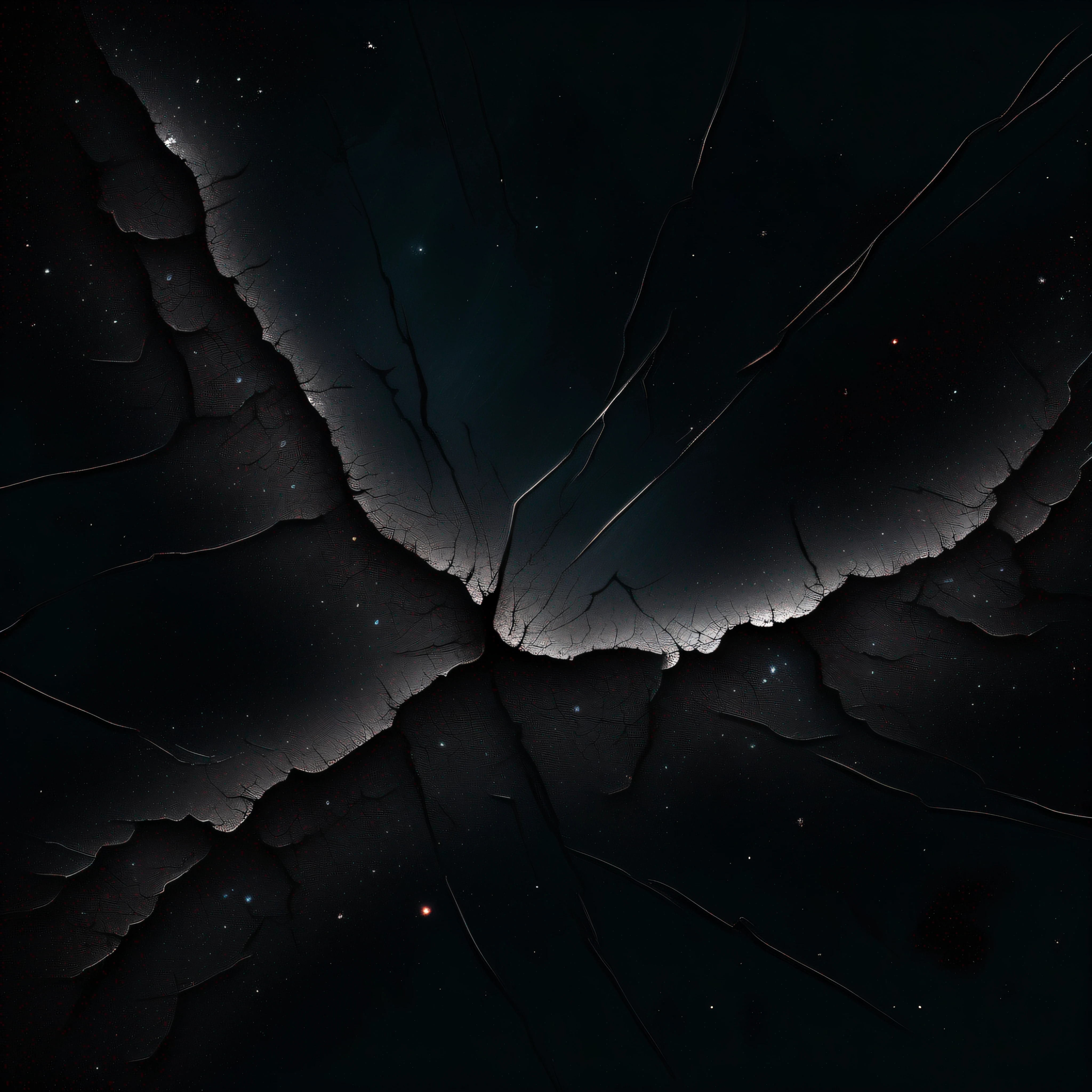 a crack in deep black space