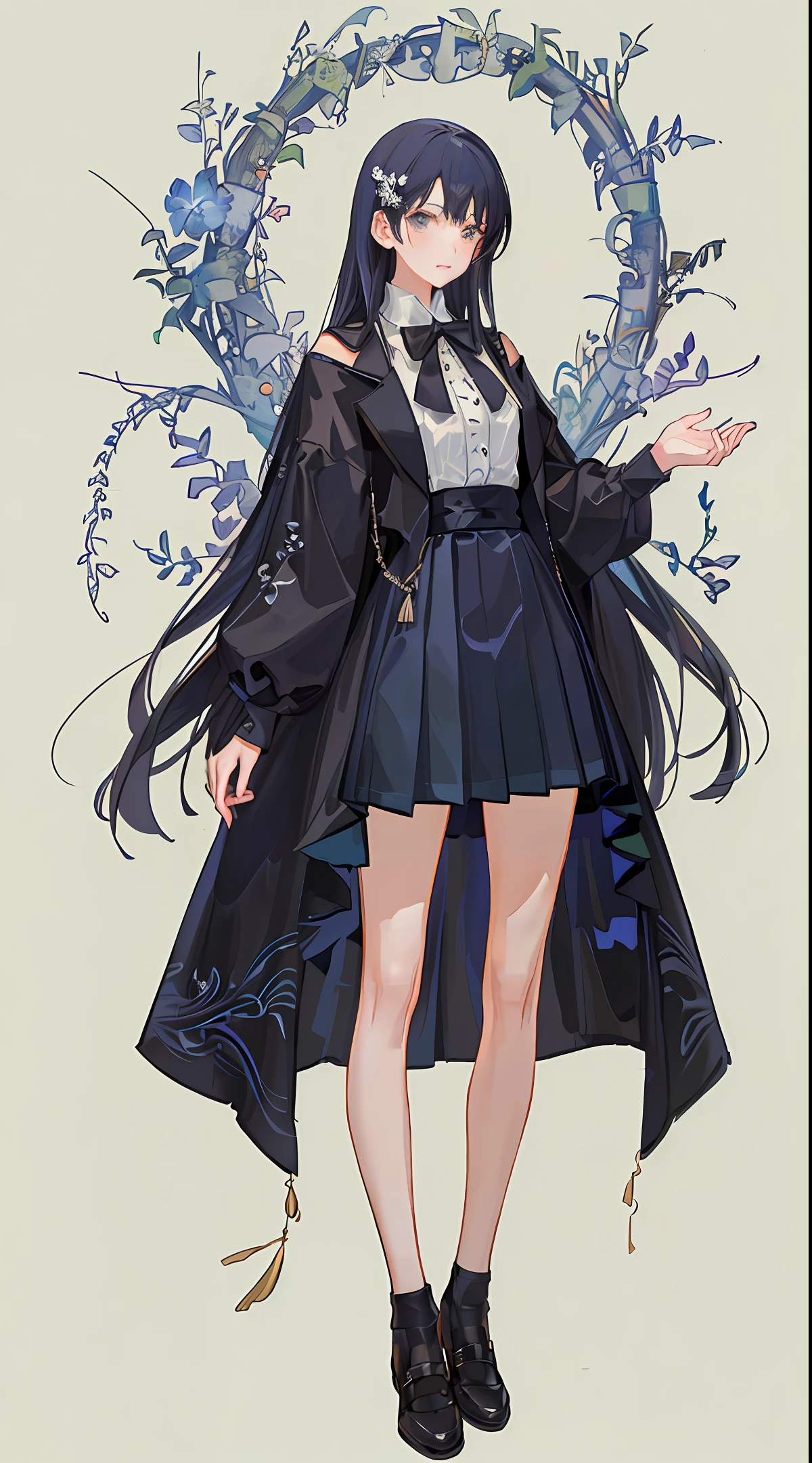 Tied hands,Long skirt white long-haired girl