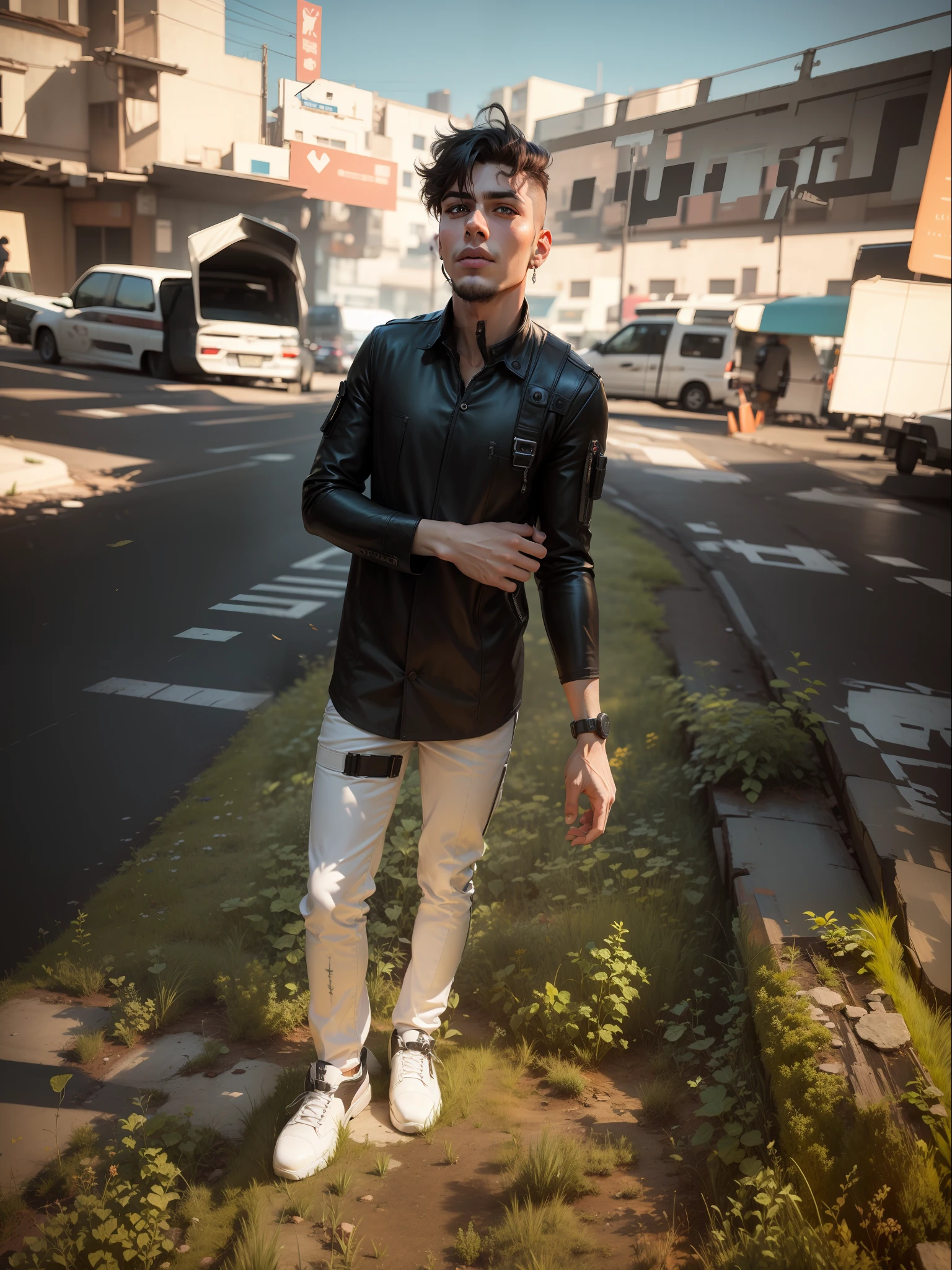 Change background cyberpunk handsome boy, realistic face, 8k, ultra realistic