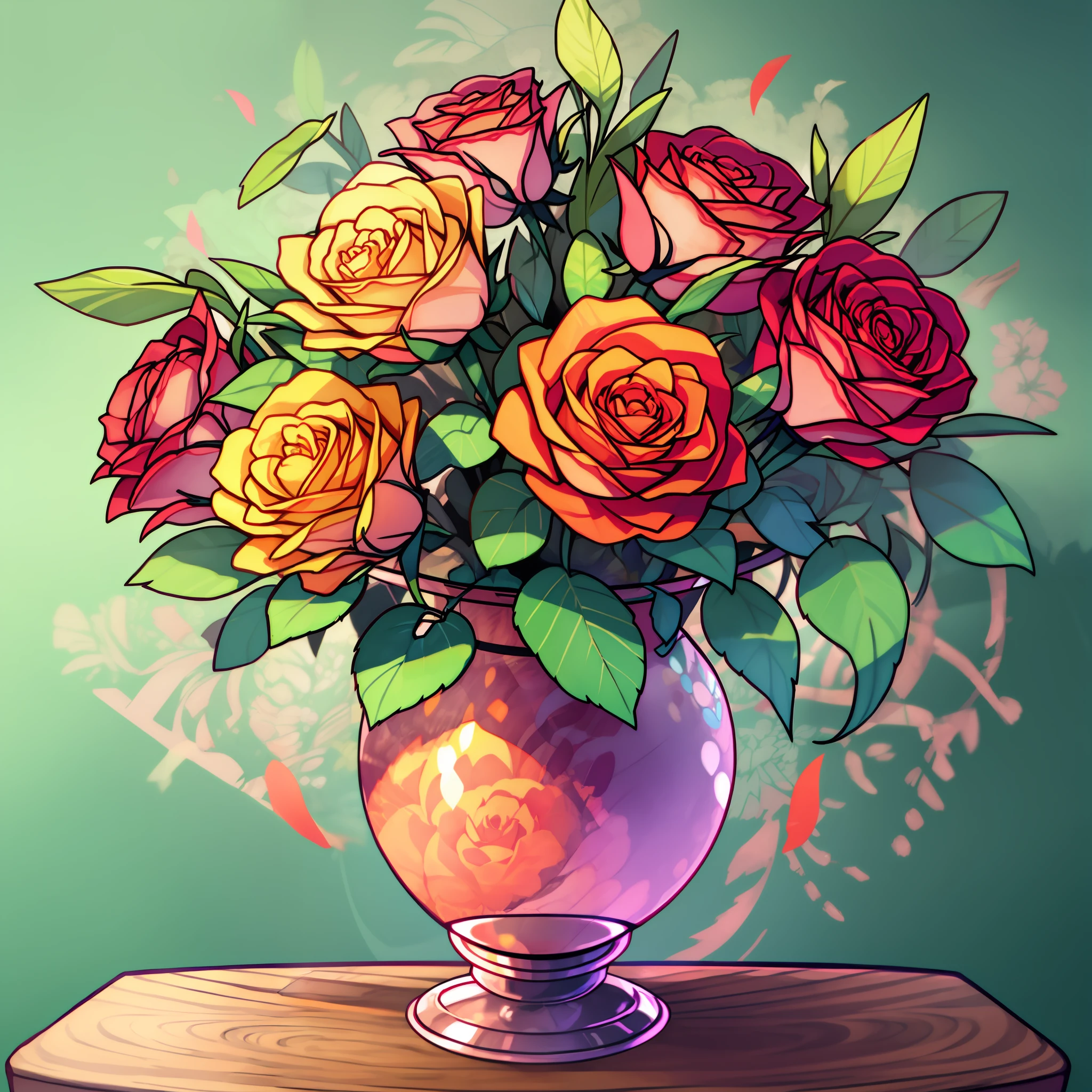 vase of creative roses