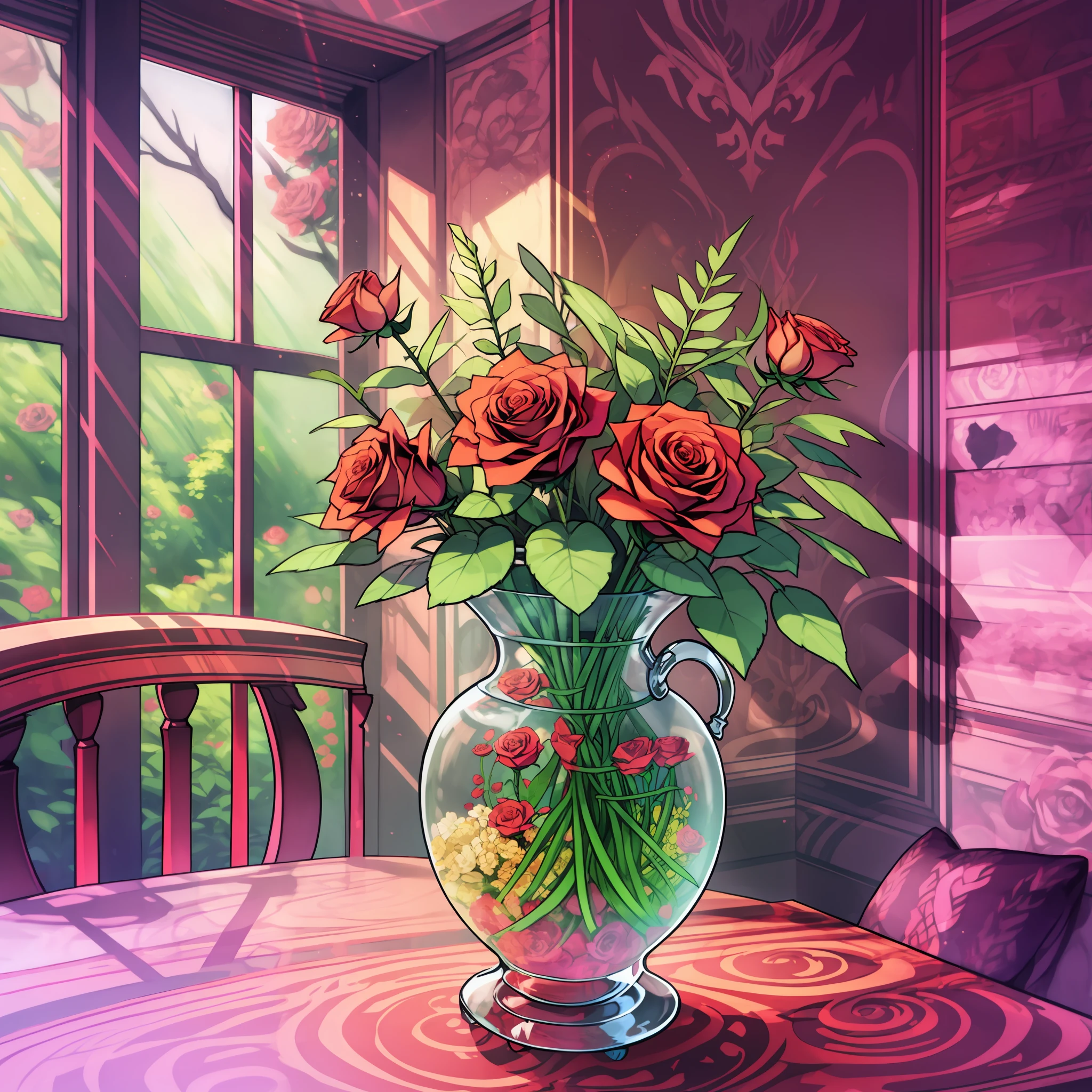 vase of creative roses