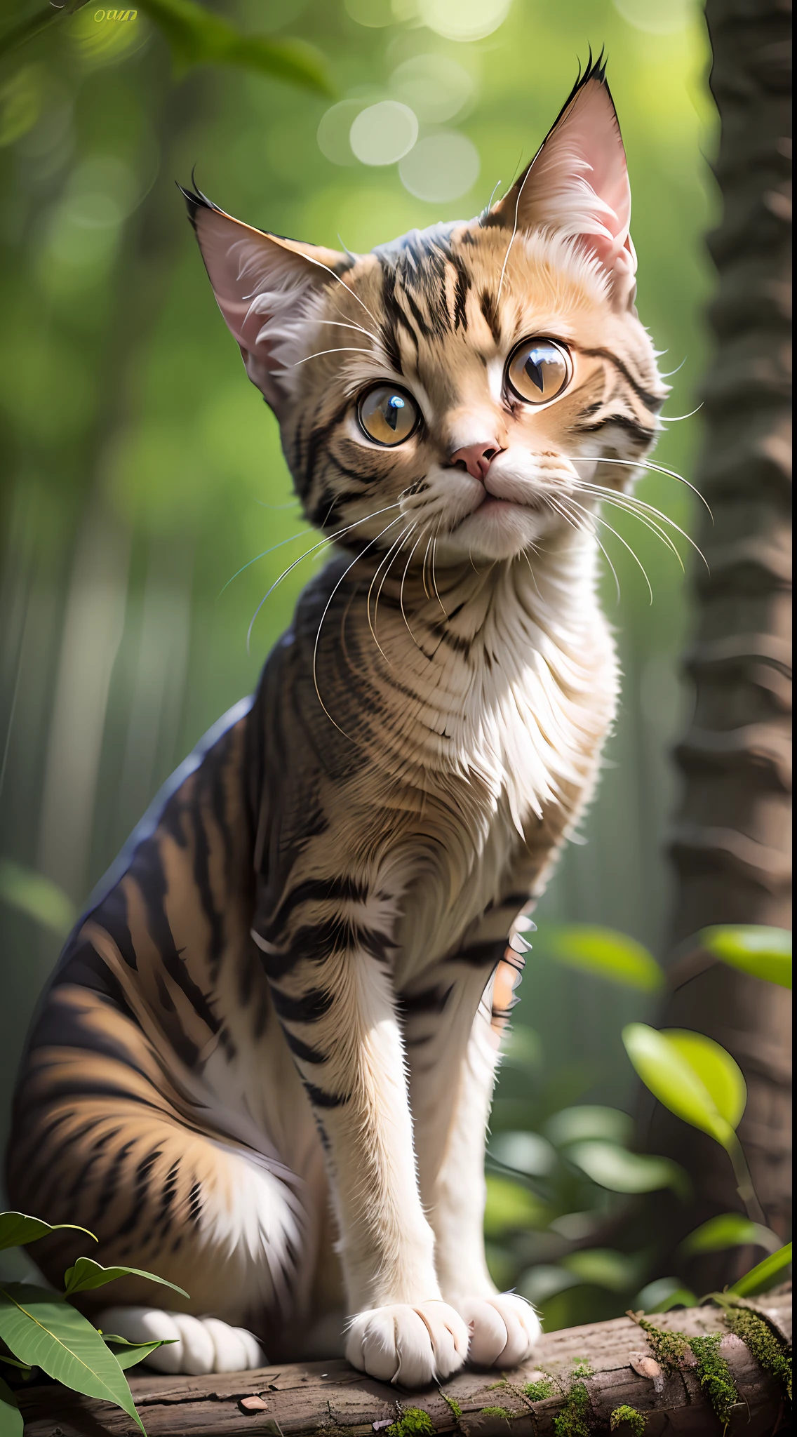 there is a cat that is sitting in the bushes, Gato na floresta, entre folhagens, escondendo-se na grama, na selva, escondido na floresta, foto de um gato, fotografia de gatos, aesthetic siamese cat, Escondendo, rondando a floresta, on a tree, na selva, eyes in the trees, em uma floresta de bambu, na floresta da selva