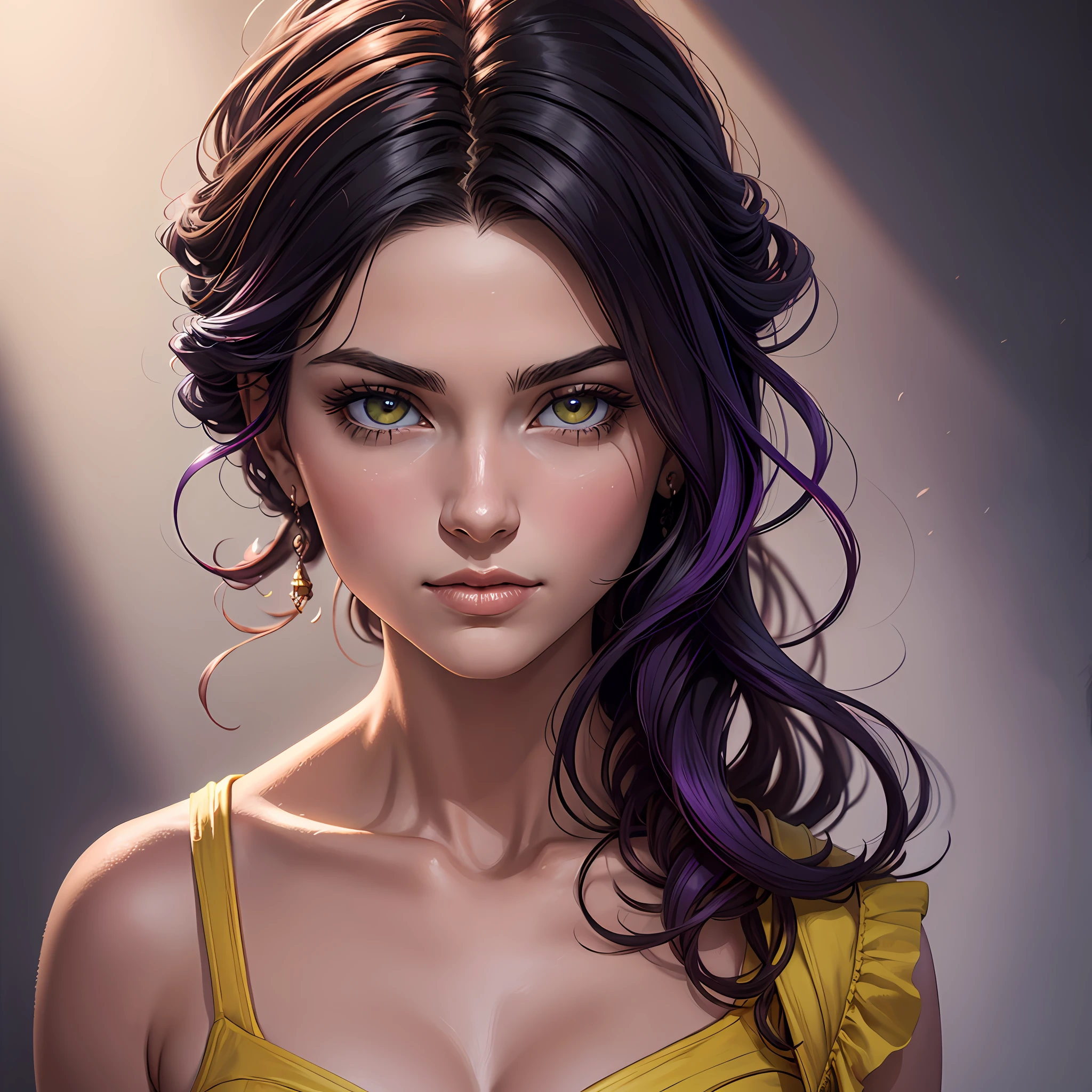 Chica hermosa y colorida: An 8-year-old Giru, cabello desordenado, painting oil painting, cara perfecta y agradable con piel suavecara perfecta, colores amarillos azules, light purple and violet additions, adiciones de color rojo claro, detalles intrincados, pantalla de bienvenida, 8K分辨率, obra maestra, cara linda, pintura digital de artstation flujo de tinta muynegro suave: 8k resolution Photorealistic masterpiece: pintura de gouache fluido intrincadamente detallada: por Jean Baptiste Mongue: calligraphy: acrylic: acuarela arte, profesional photography, natural lighting, volumetric lighting maximalist photoillustration: por Marton Bobzert:, complejo, elegante, expansivo, genial, cabello ondulado, vibrante --auto