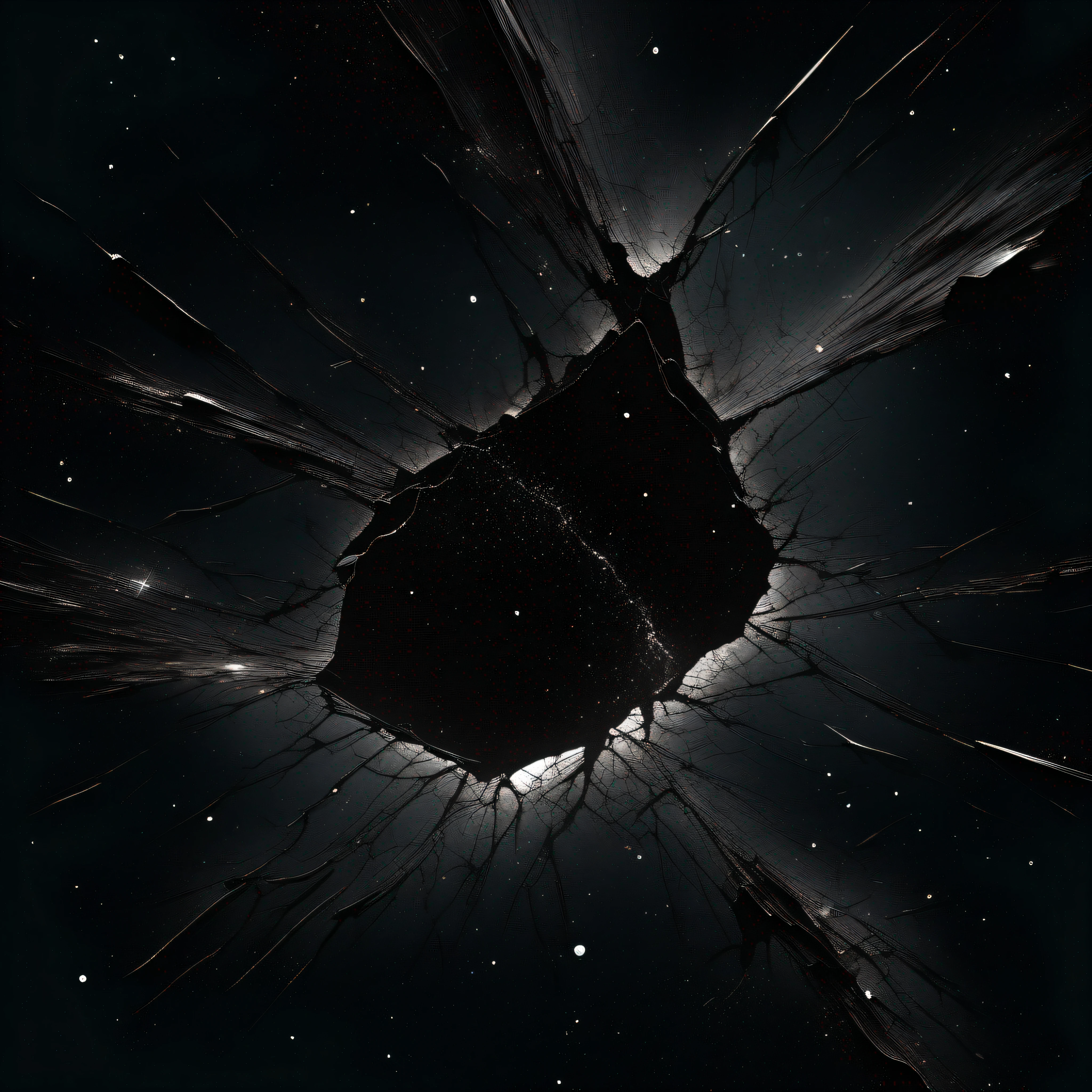 a crack in deep black space
