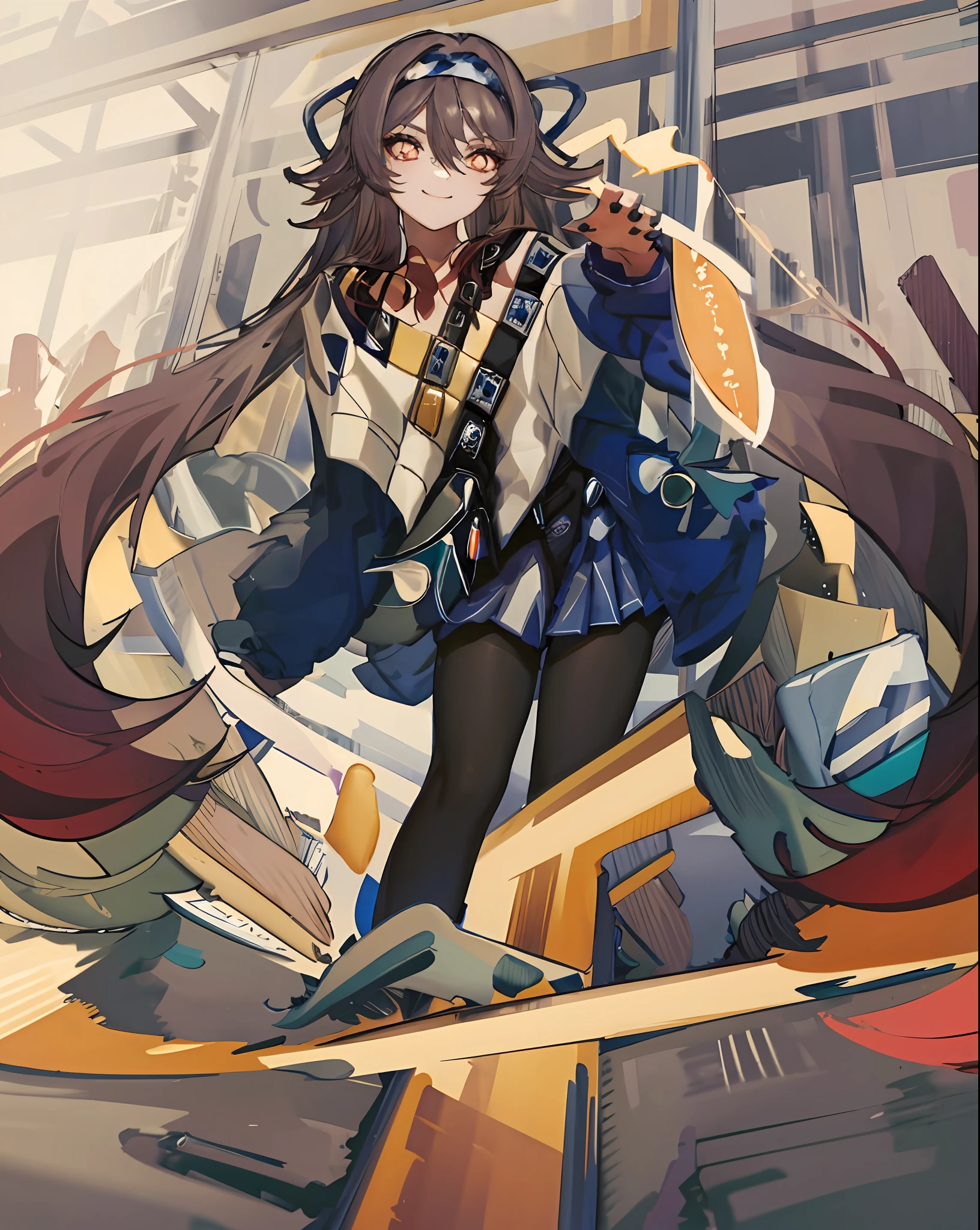 (Image quality tag: masterpiece, best quality, ultra-detailed, 8k wallpaper, Meticulous depiction), (Drawing style tag: ink and watercolor painting), A girl,(Dynamic Gesture Tag: Floating, dynamic angle), Carry a shoulder bag,Wearing Hu Tao Rosen,Grinning,Smile softly,(Character Details Tag: Claw gesture,Wear tinted glasses), (Scene tag: onimous, The night is reddish,Surrounded by ink clouds)。