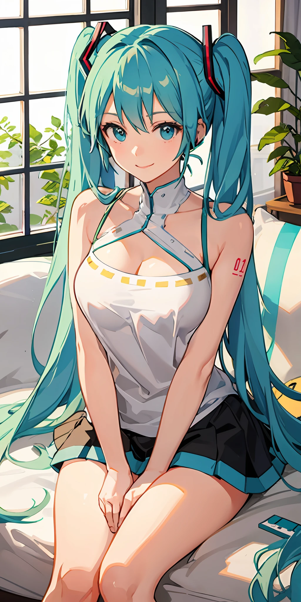 The first perspective lies on Hatsune Miku's lap，ssmile，Beautiful 