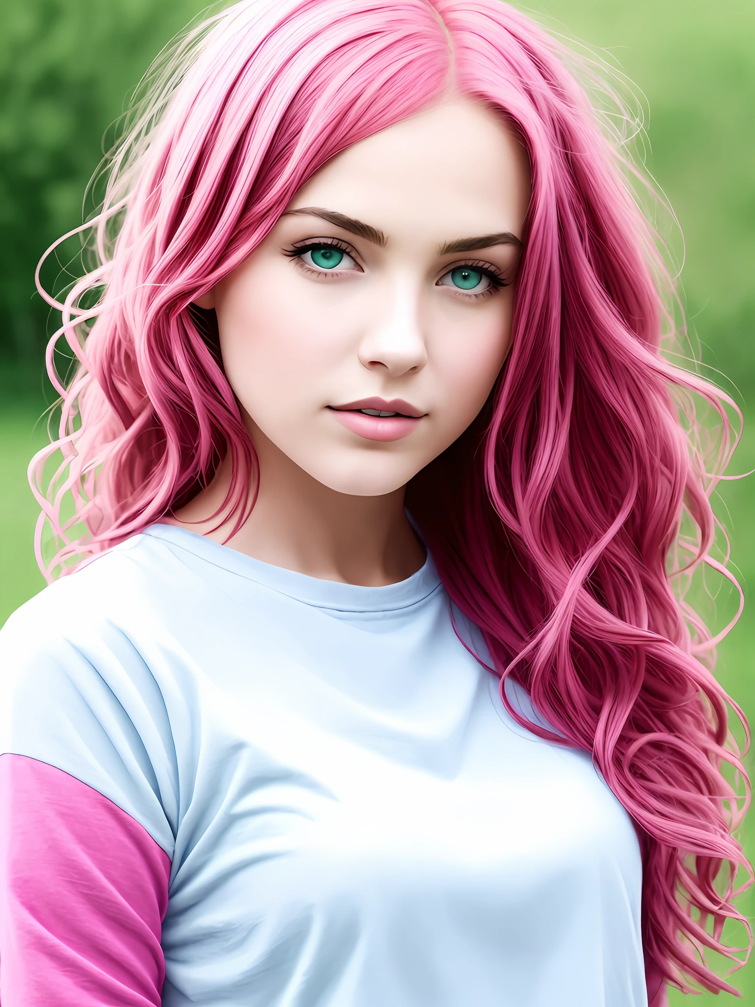 realisticlying，Pretty girl，A pink-haired，Highest image quality，nakeness