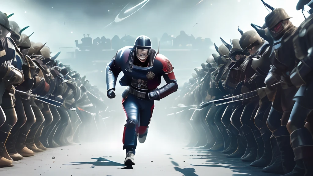 (((A Warhammer warrior running with the crowd of soldiers))), ((((Space Marine)))), (((DarkSoul)))), ((((ultra detalhado)))), ((((Sombras ultra realistas)))), ((((180th Vision)))), ((((Intrincável))))".