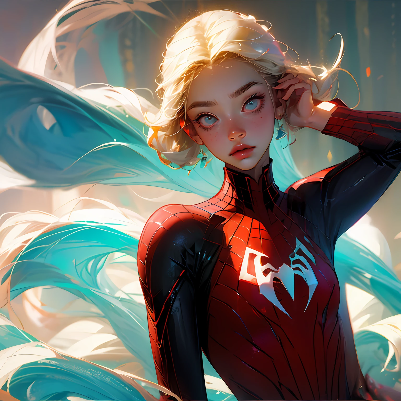 Spidey,s girl,Blonde gradient pink,Crop topping --auto